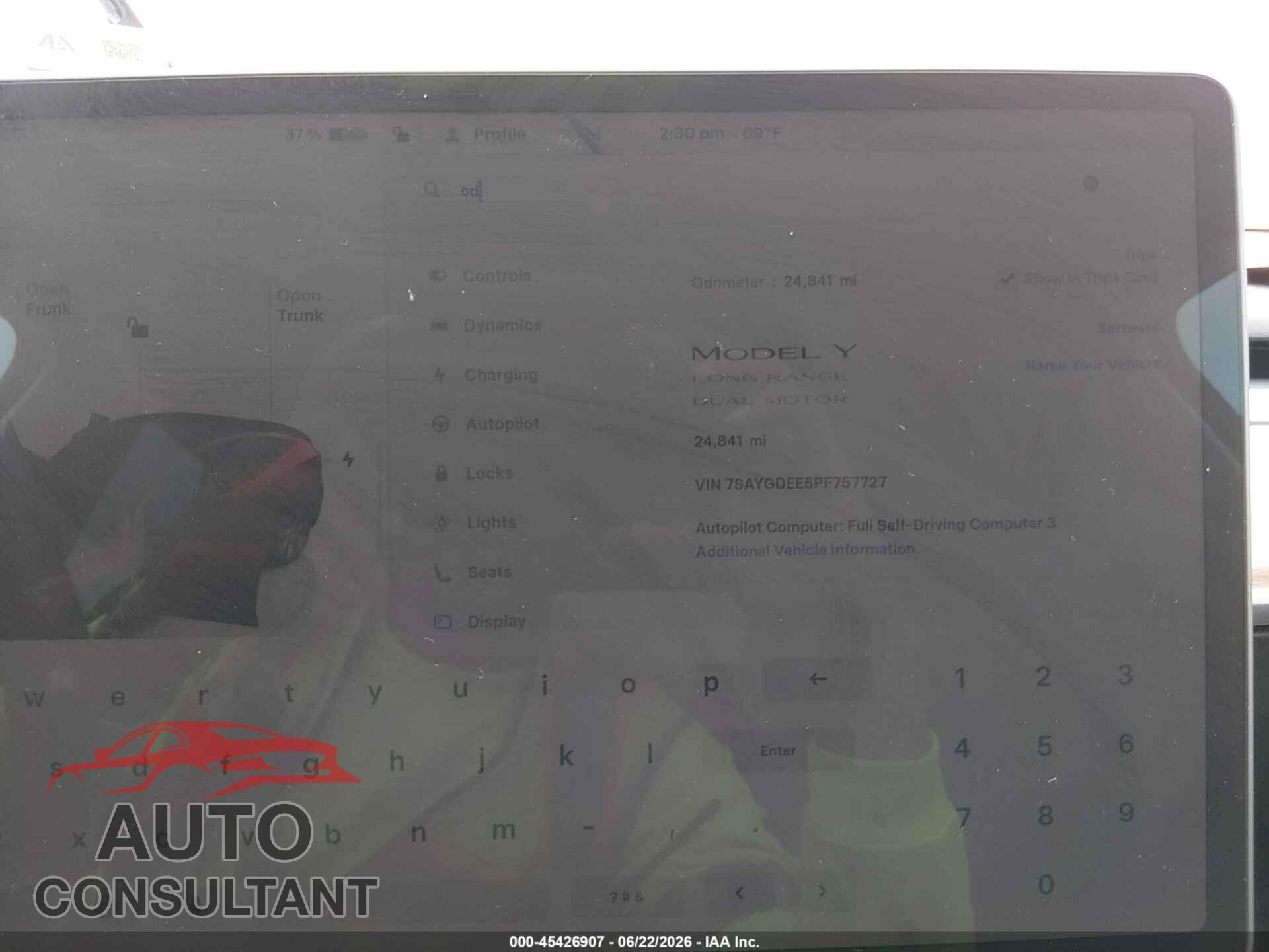 TESLA MODEL Y 2023 - 7SAYGDEE5PF757727