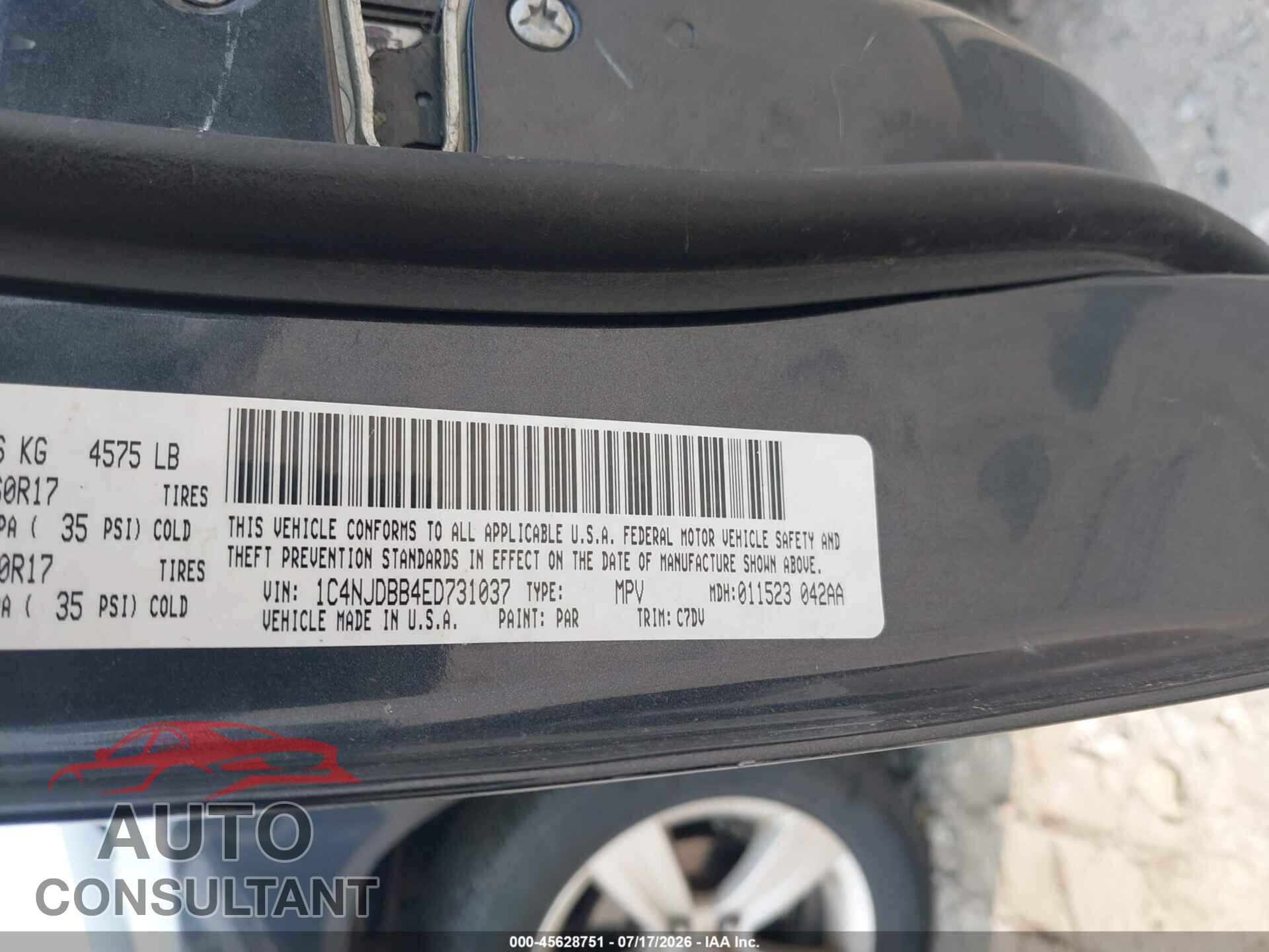 JEEP COMPASS 2014 - 1C4NJDBB4ED731037