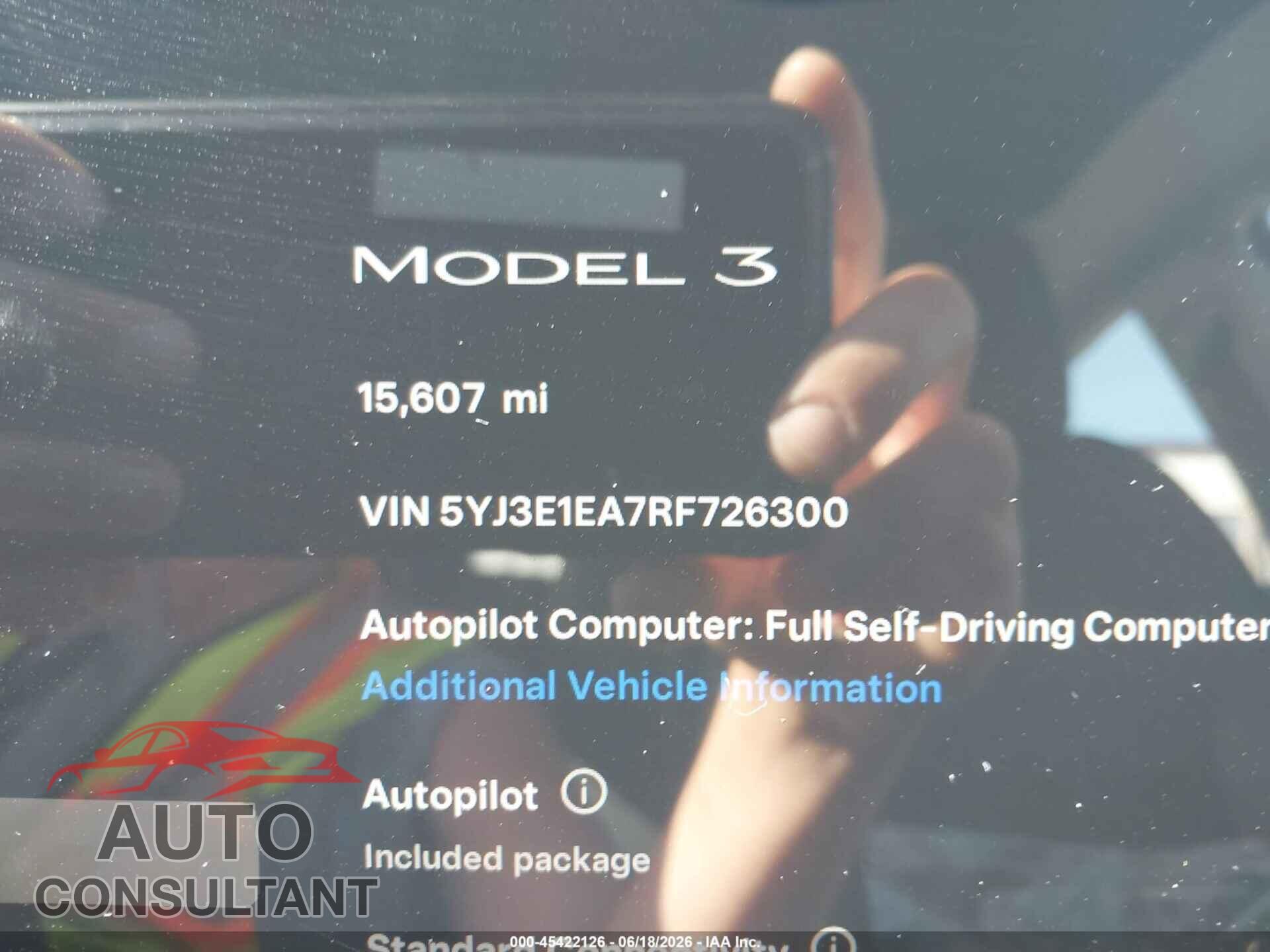 TESLA MODEL 3 2024 - 5YJ3E1EA7RF726300