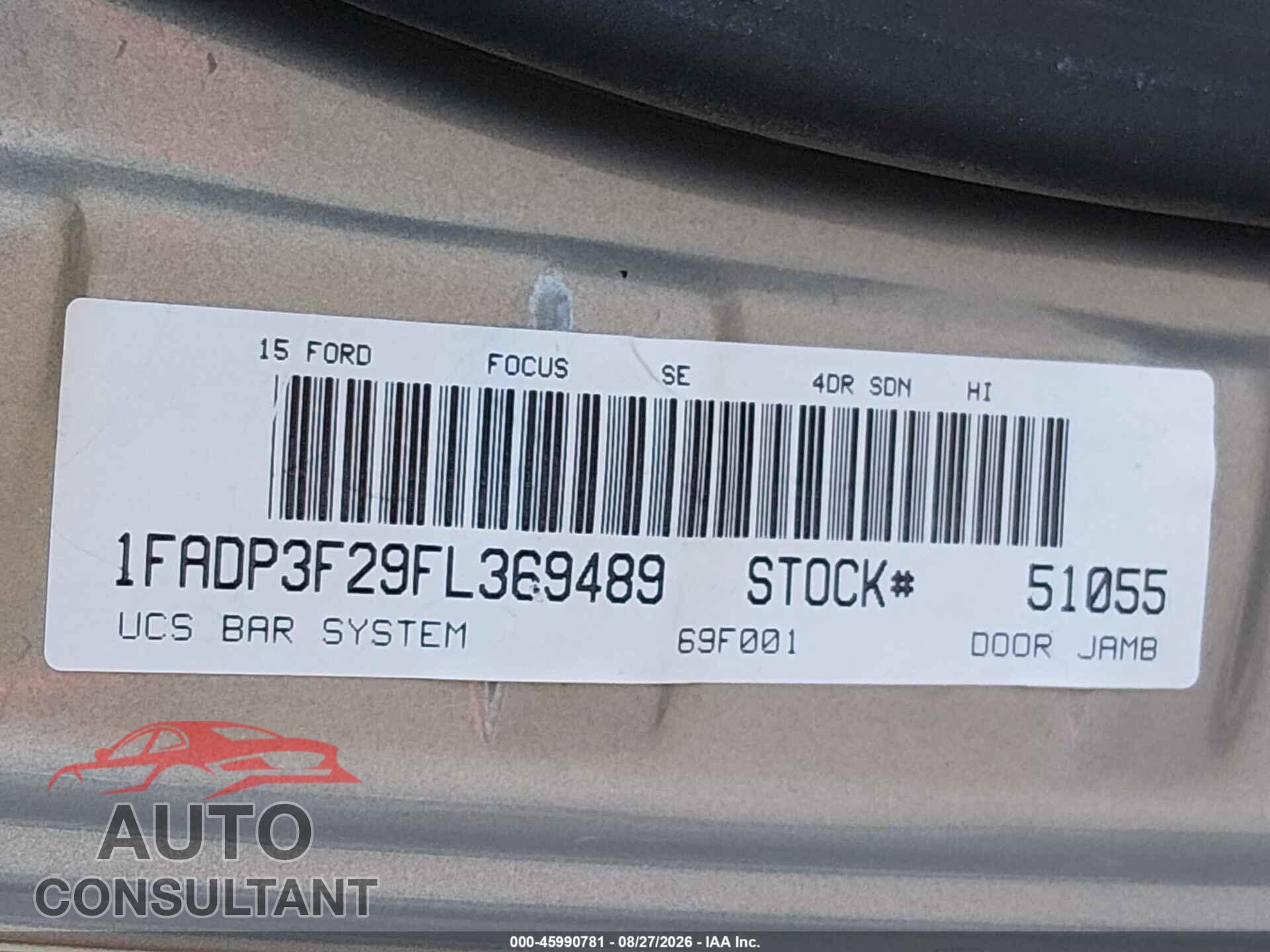 FORD FOCUS 2015 - 1FADP3F29FL369489