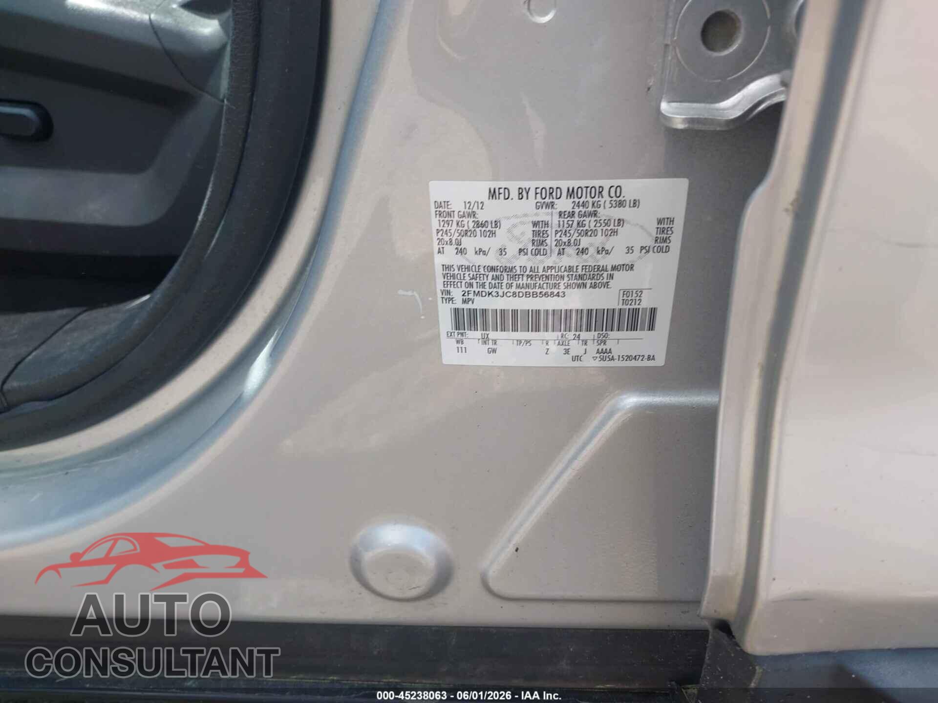 FORD EDGE 2013 - 2FMDK3JC8DBB56843