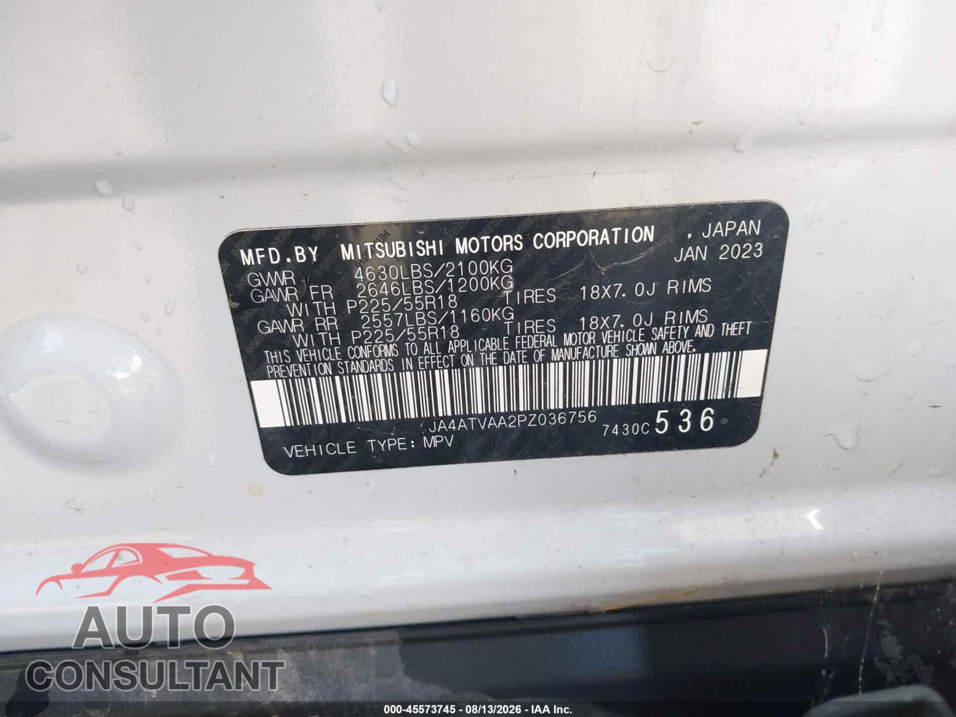 MITSUBISHI ECLIPSE CROSS 2023 - JA4ATVAA2PZ036756