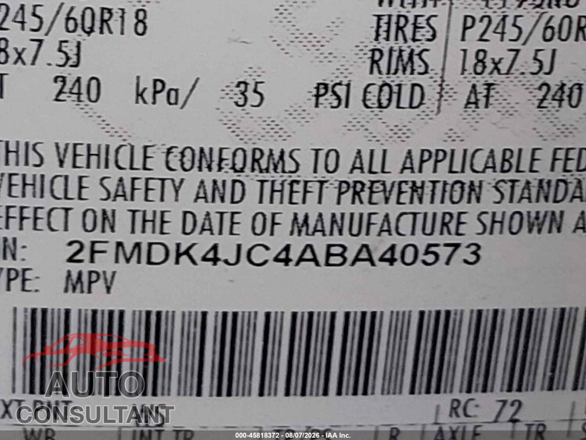 FORD EDGE 2010 - 2FMDK4JC4ABA40573