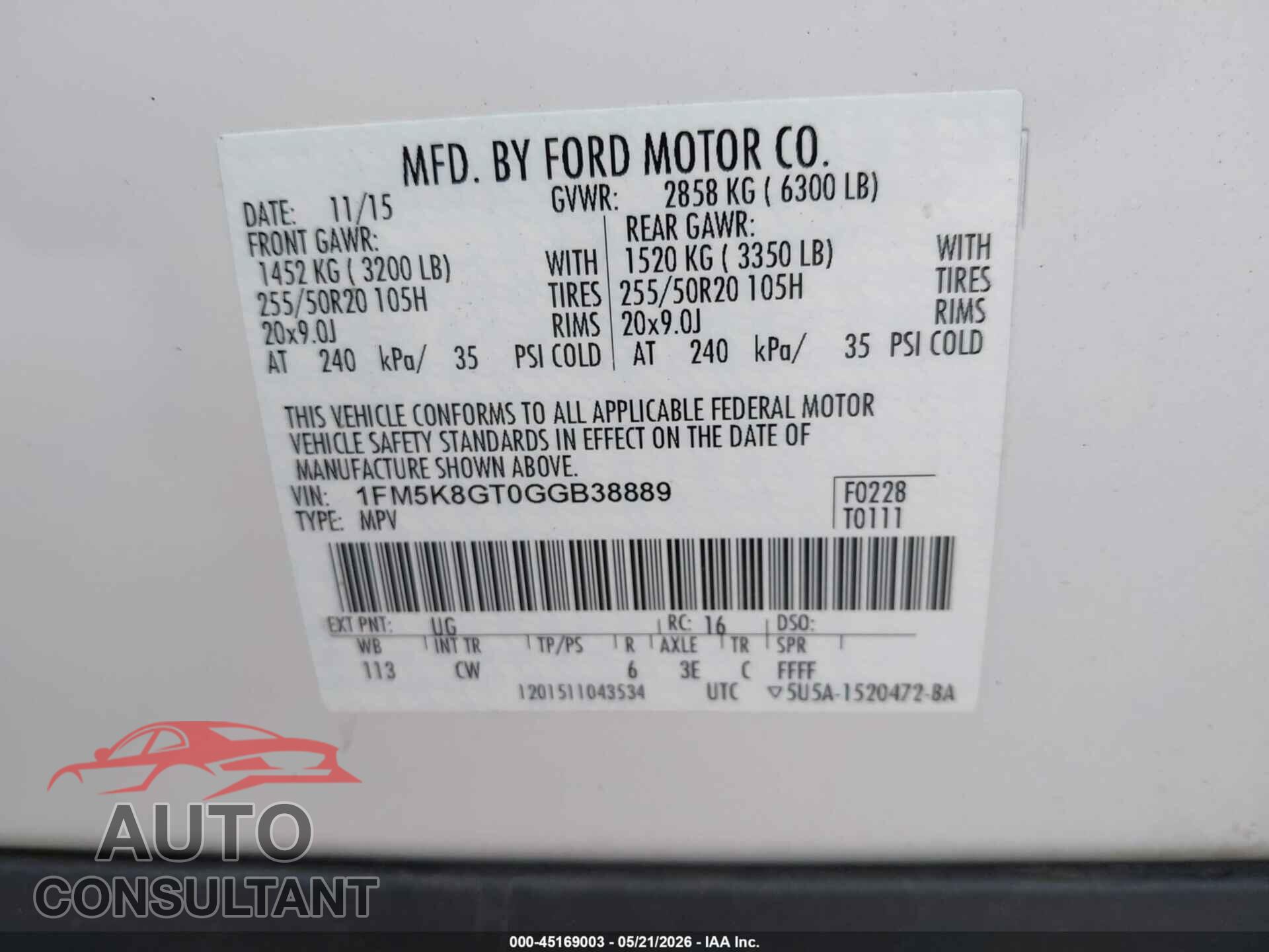 FORD EXPLORER 2016 - 1FM5K8GT0GGB38889