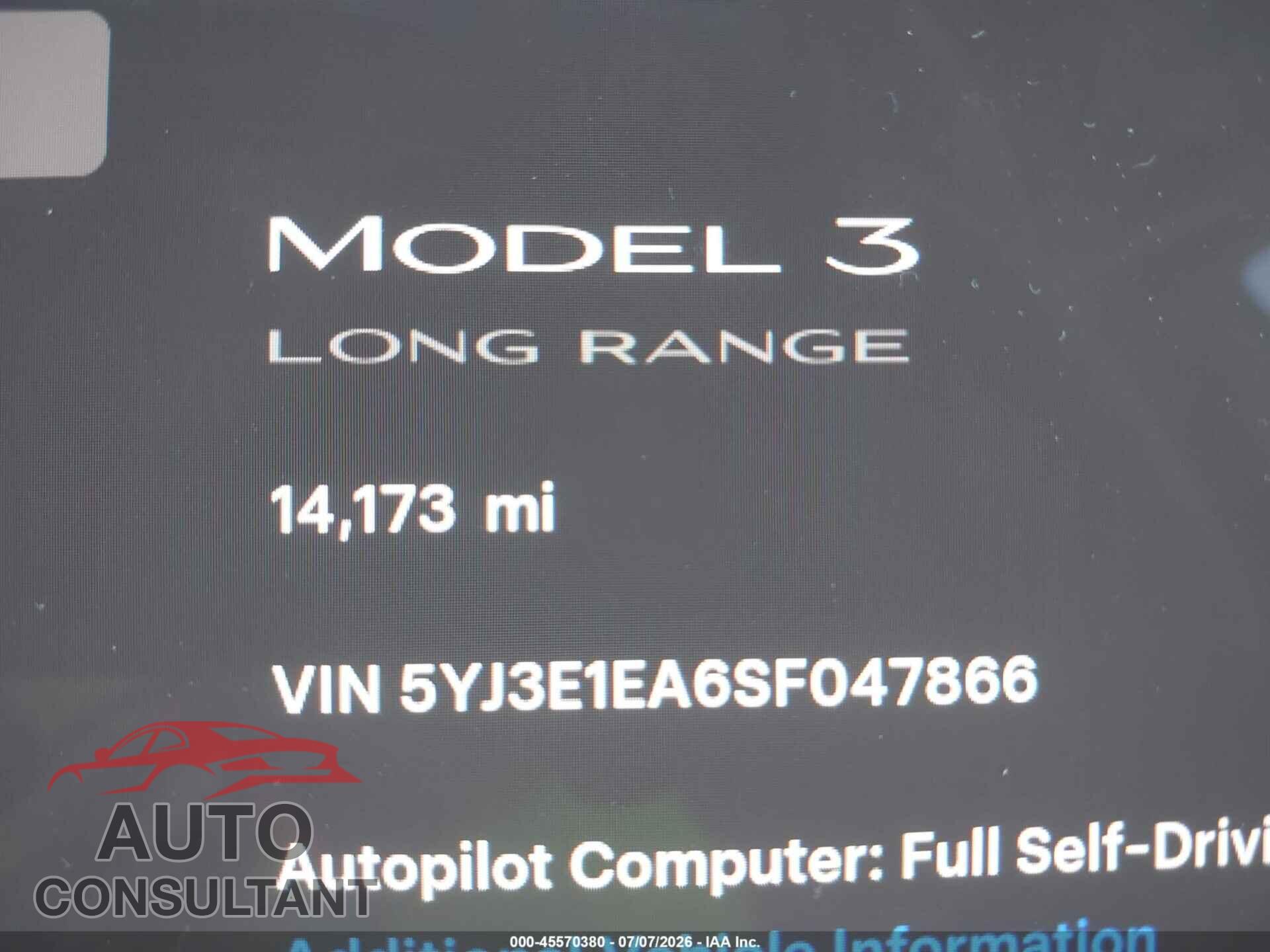 TESLA MODEL 3 2025 - 5YJ3E1EA6SF047866