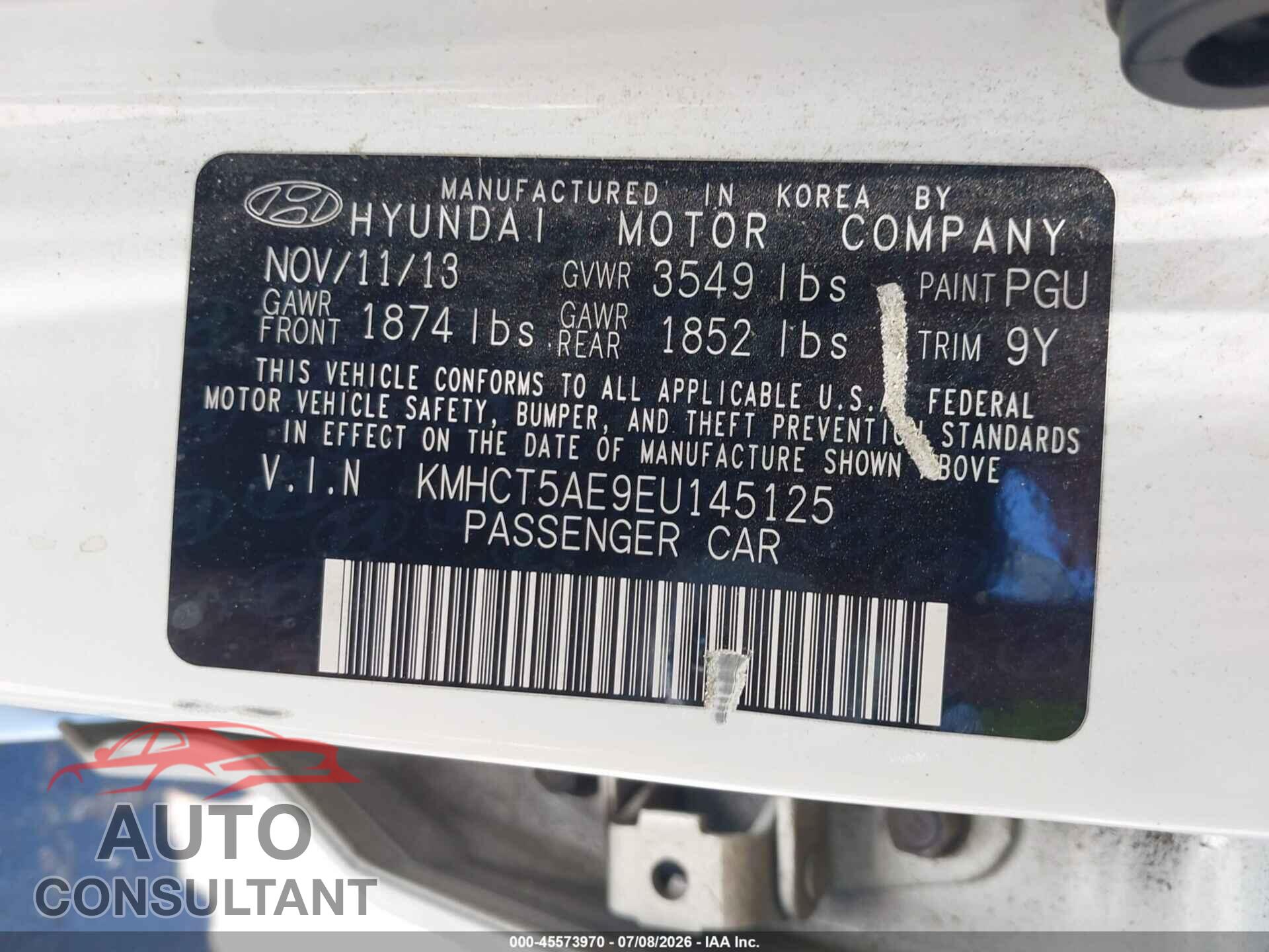 HYUNDAI ACCENT 2014 - KMHCT5AE9EU145125