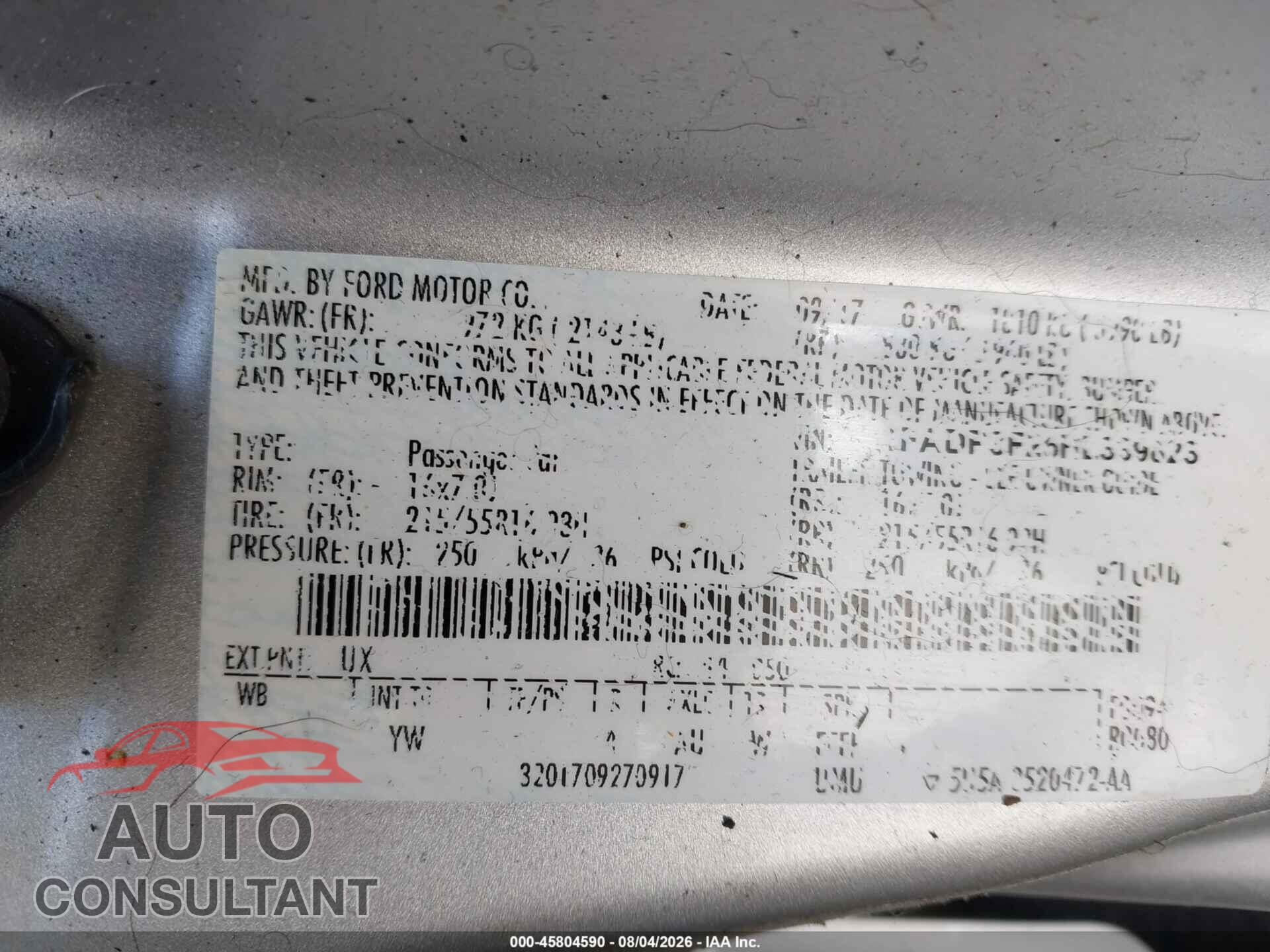 FORD FOCUS 2017 - 1FADP3F26HL339823