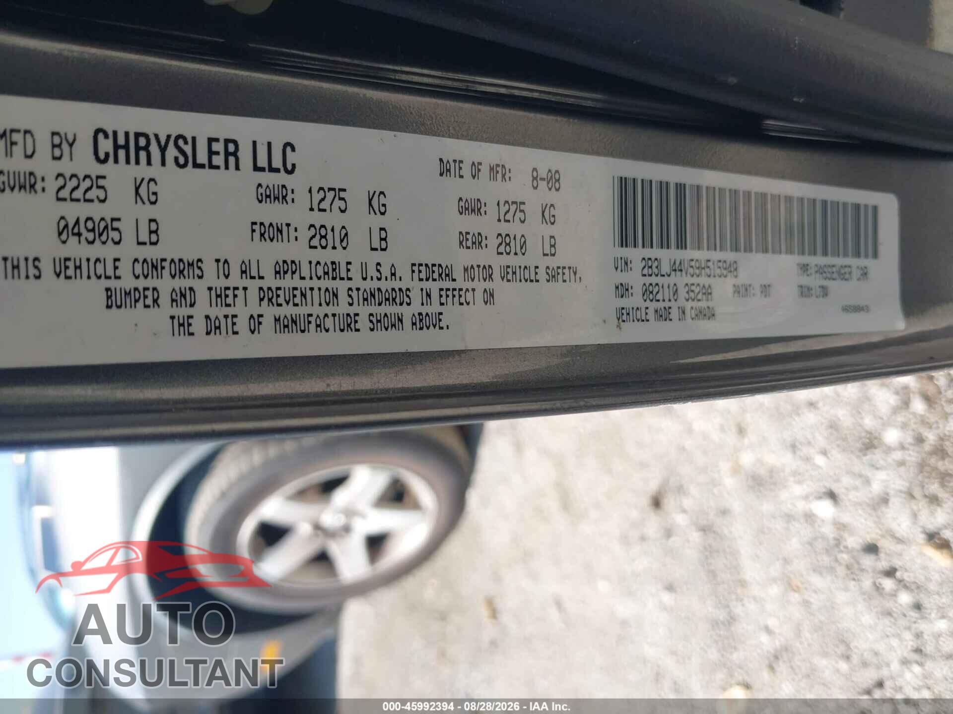 DODGE CHALLENGER 2009 - 2B3LJ44V59H515948