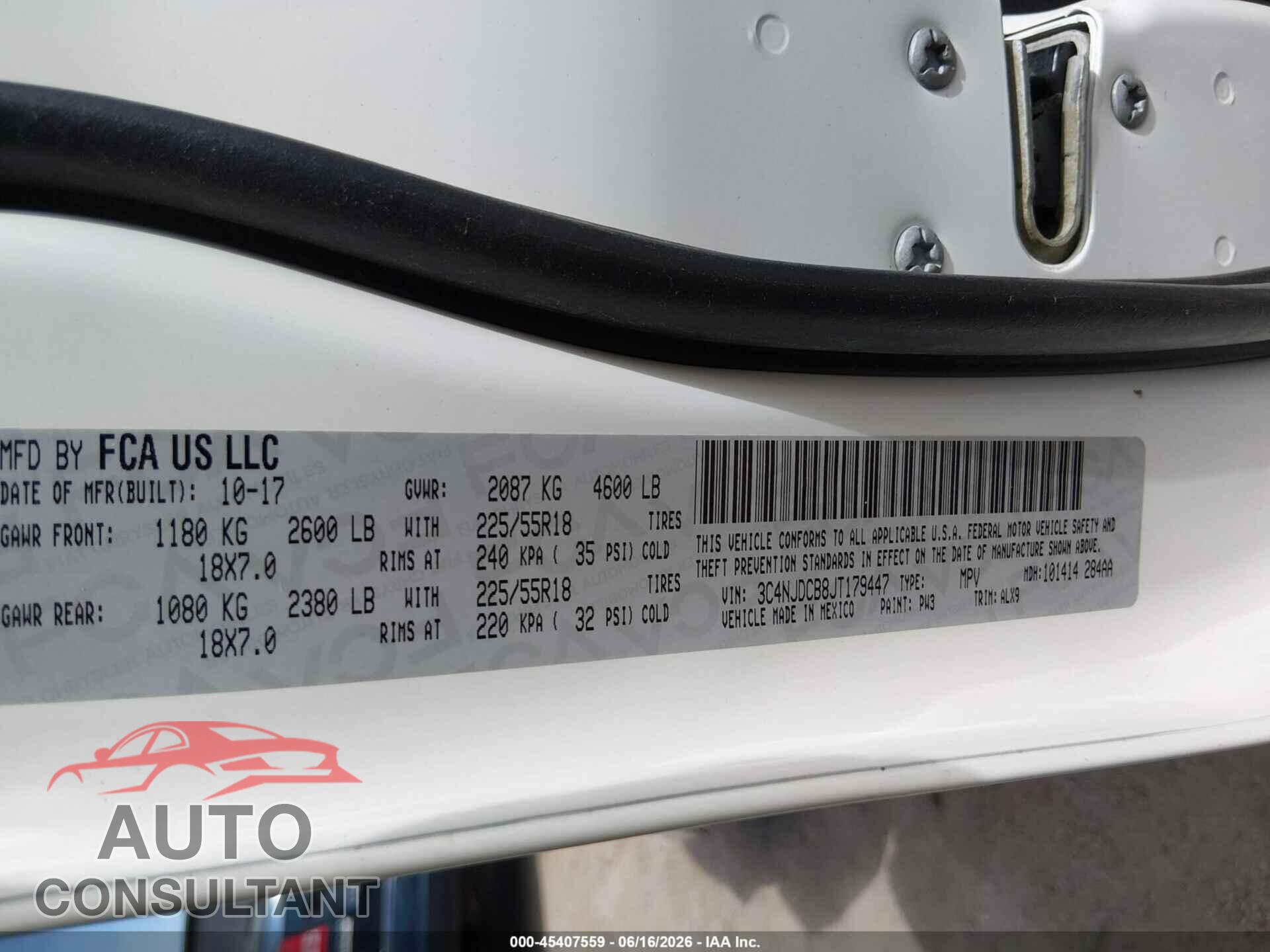 JEEP COMPASS 2018 - 3C4NJDCB8JT179447