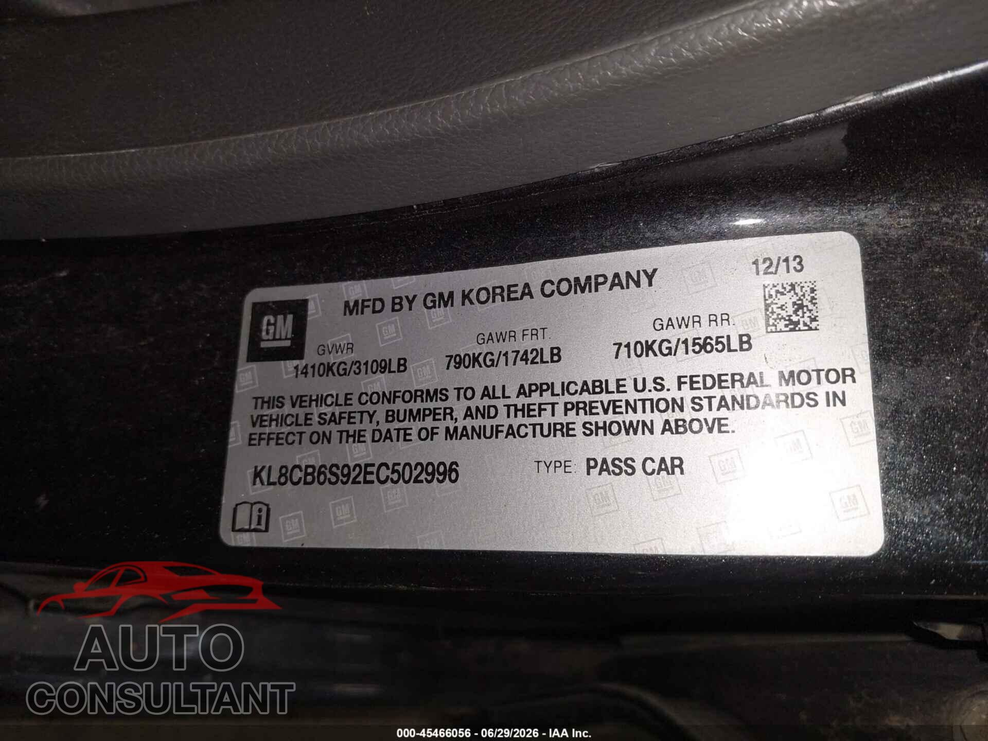 CHEVROLET SPARK 2014 - KL8CB6S92EC502996