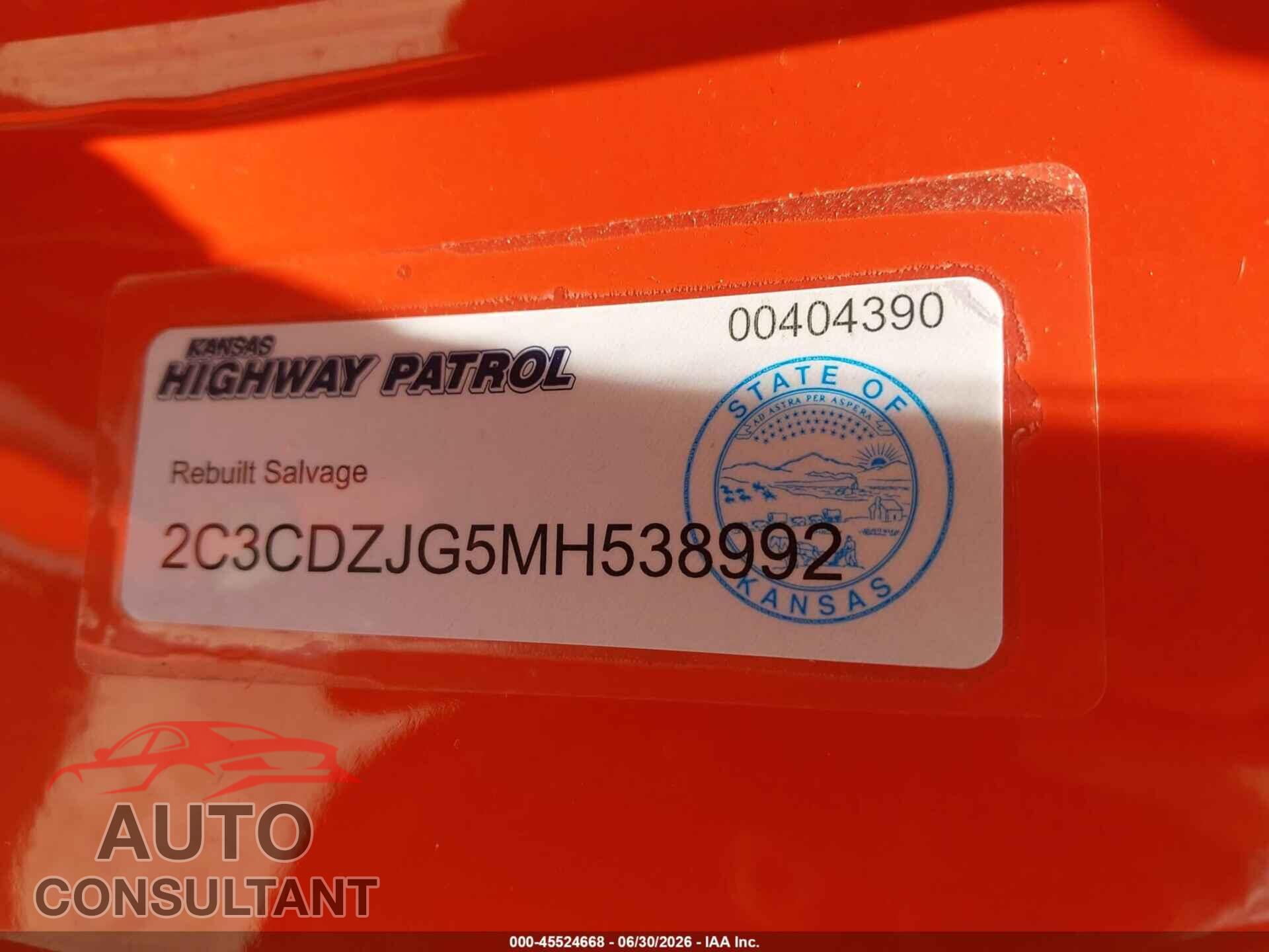 DODGE CHALLENGER 2021 - 2C3CDZJG5MH538992