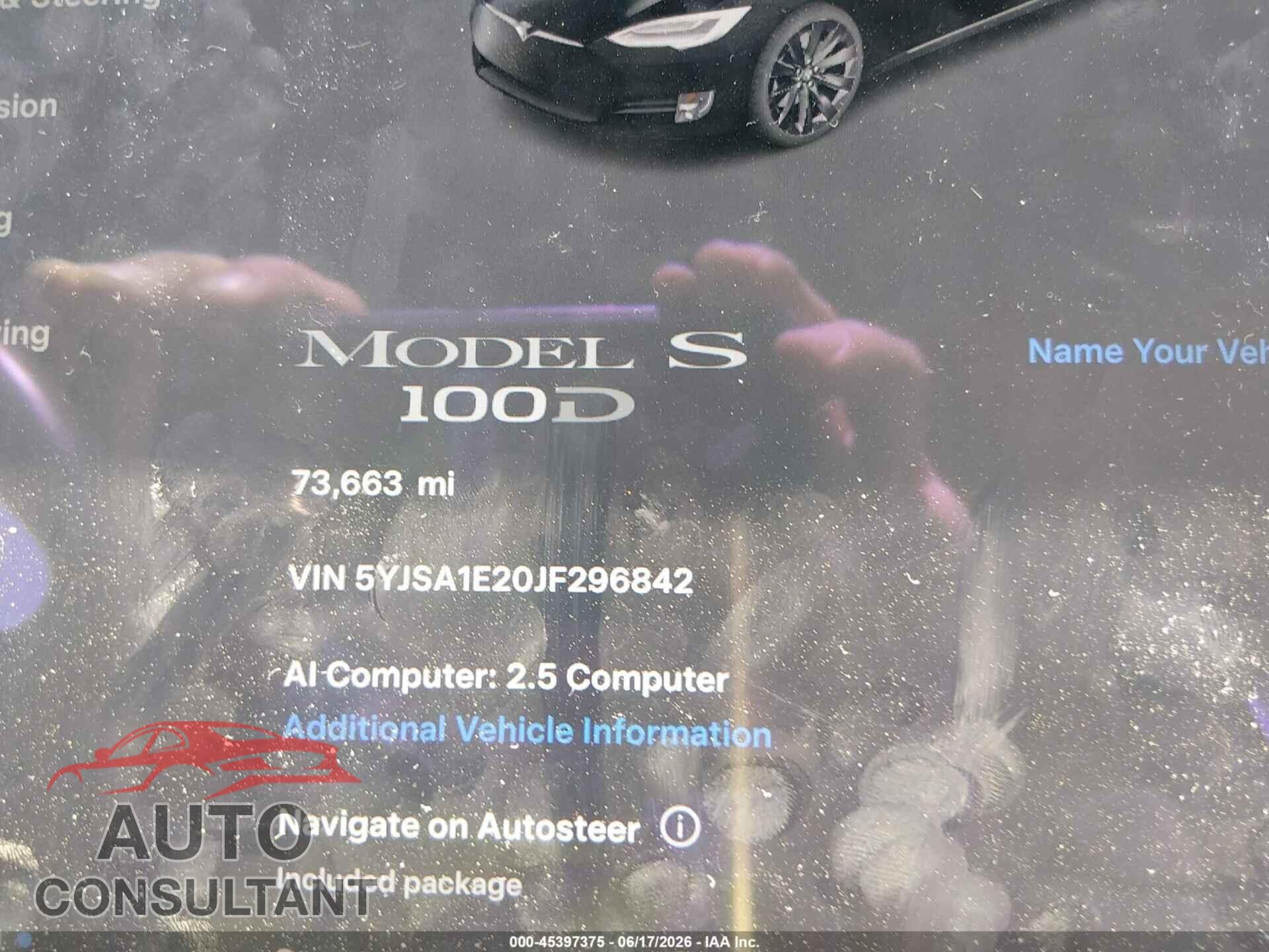 TESLA MODEL S 2018 - 5YJSA1E20JF296842