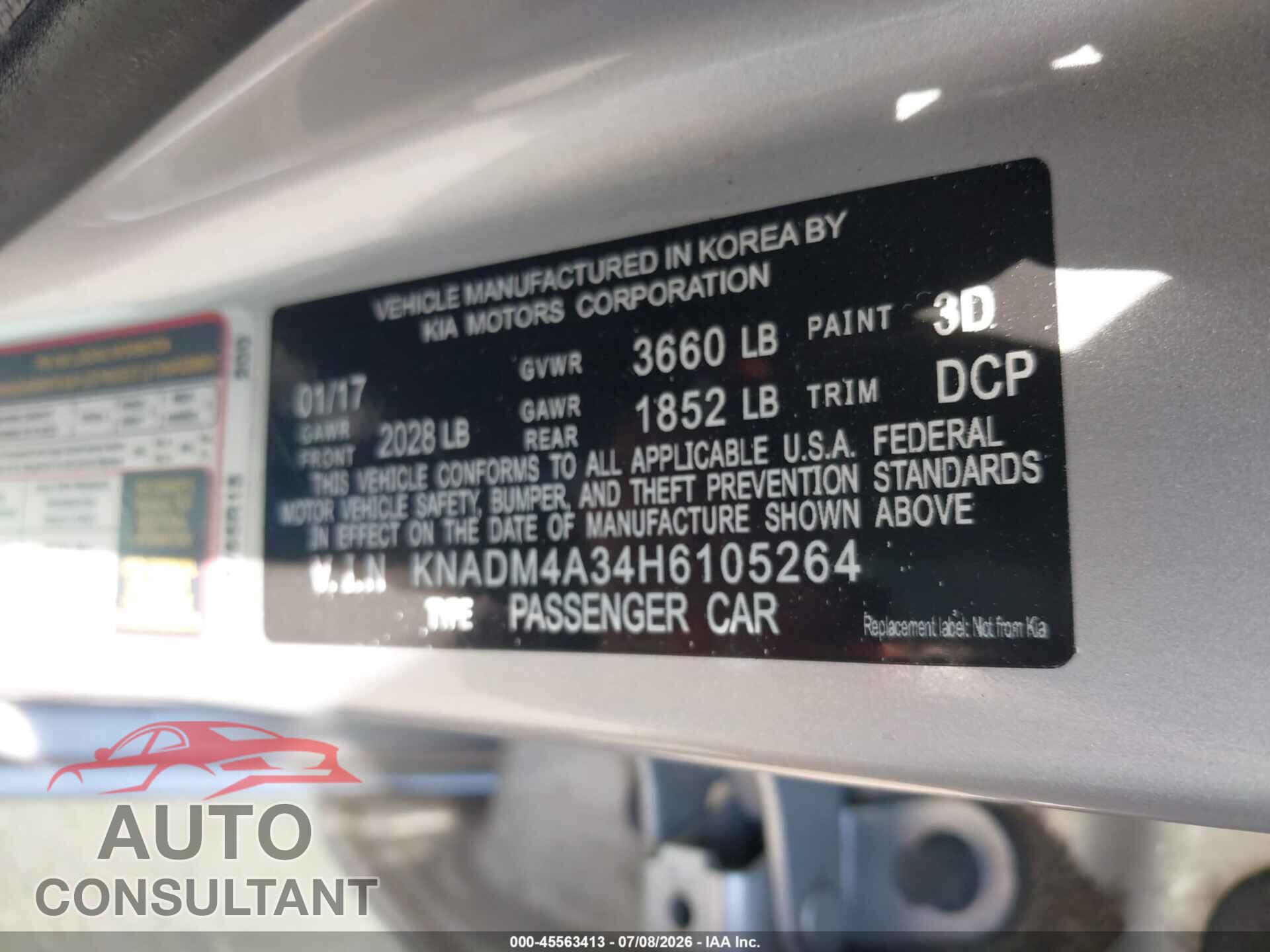 KIA RIO 2017 - KNADM4A34H6105264