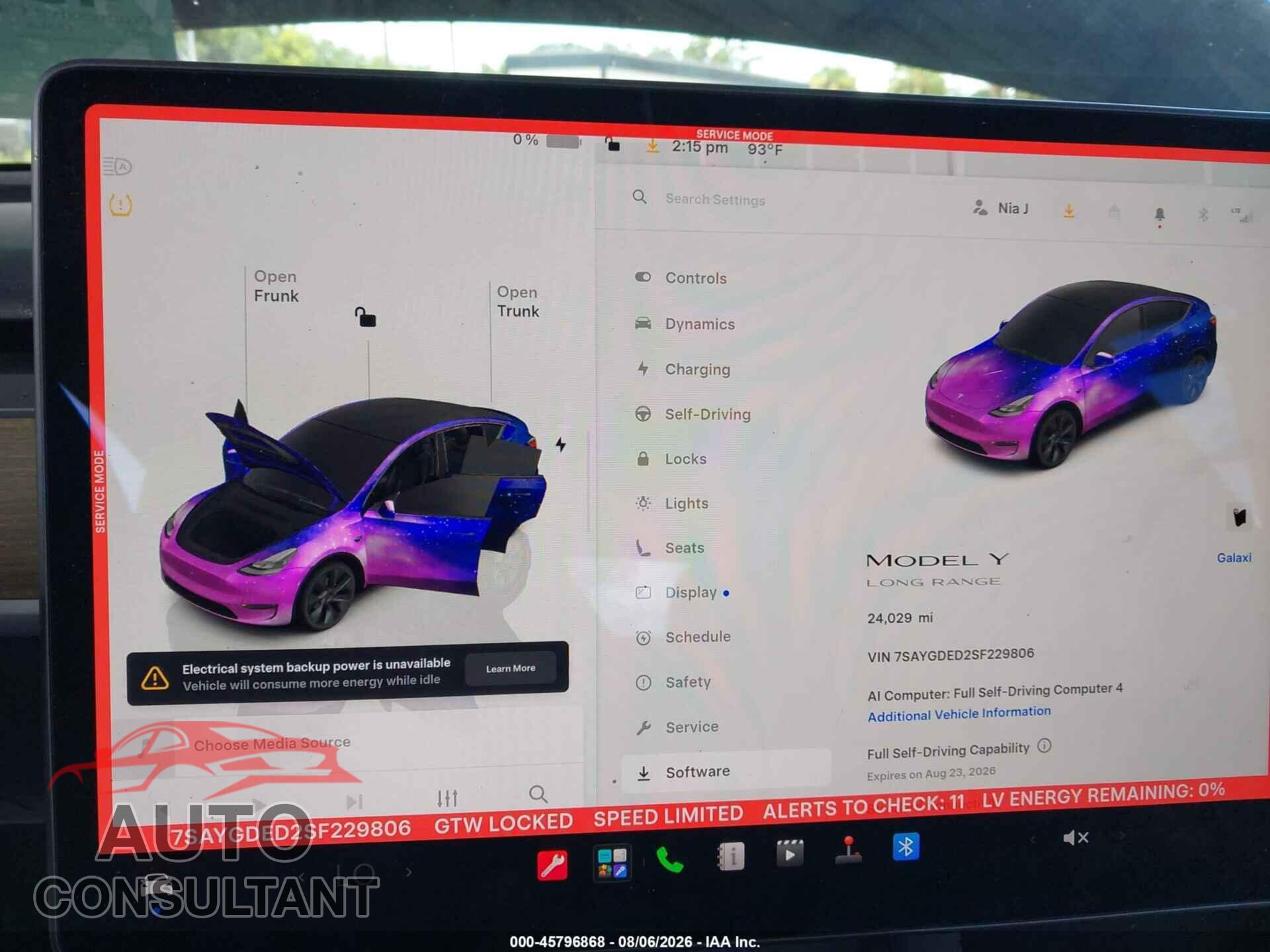 TESLA MODEL Y 2025 - 7SAYGDED2SF229806