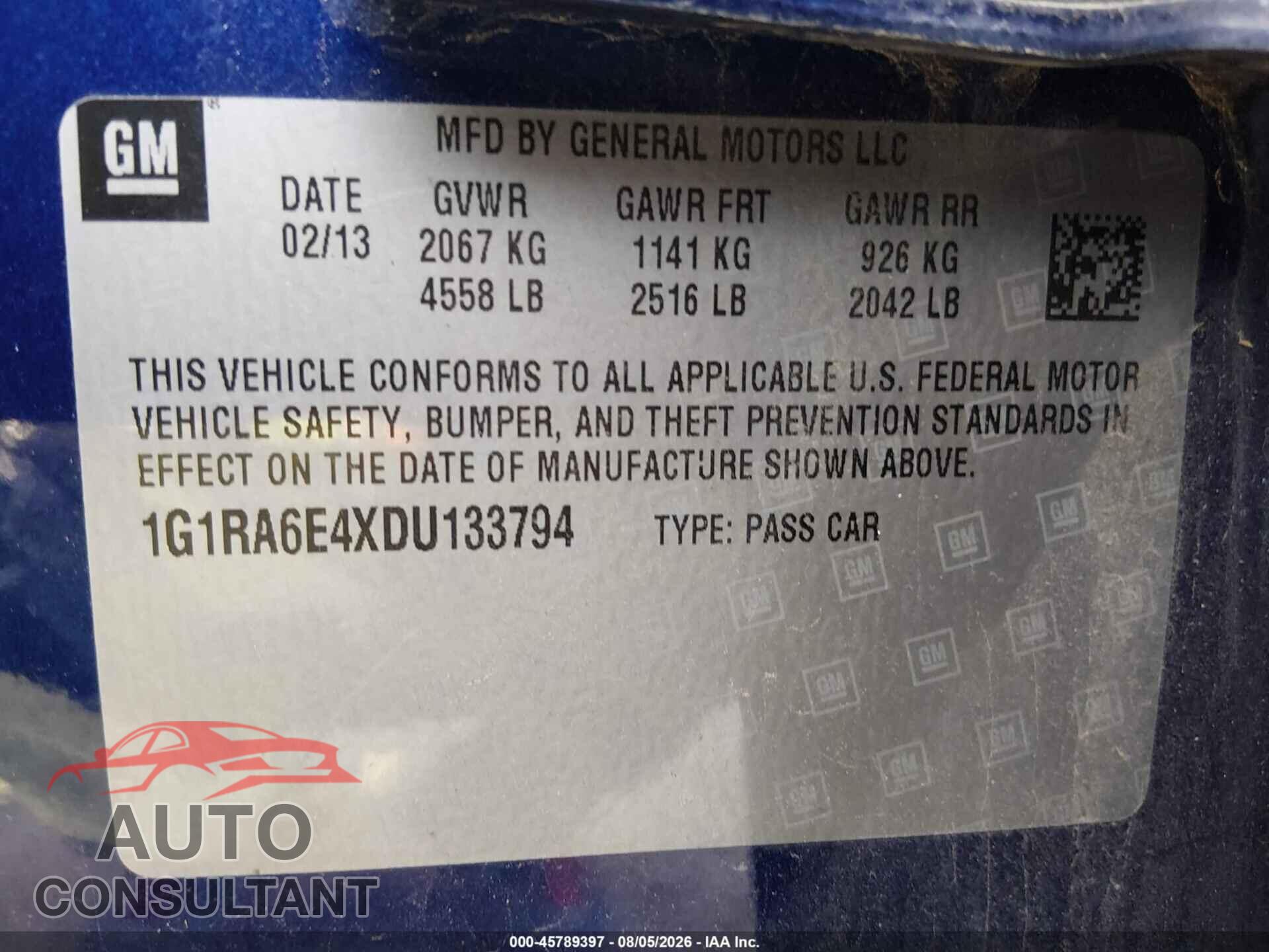 CHEVROLET VOLT 2013 - 1G1RA6E4XDU133794