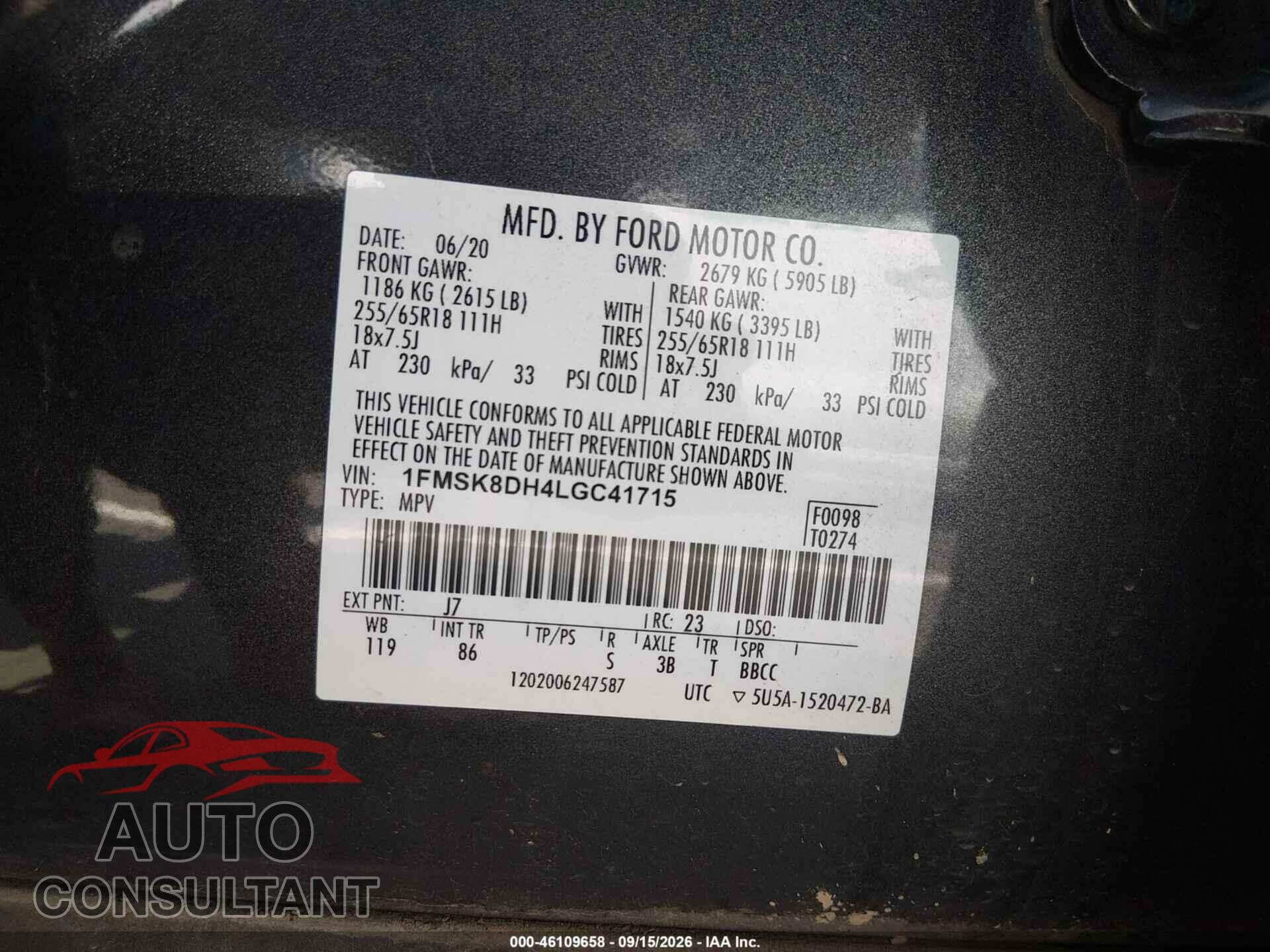 FORD EXPLORER 2020 - 1FMSK8DH4LGC41715