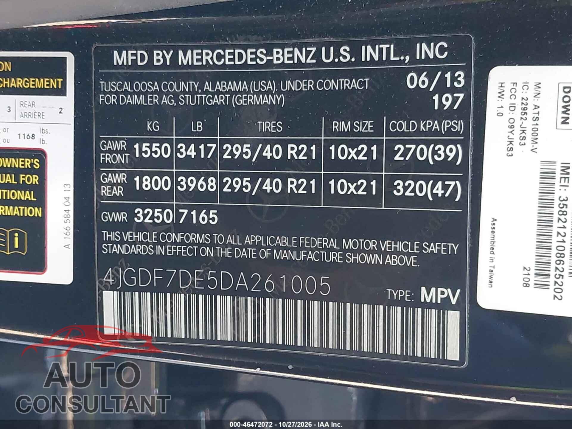 MERCEDES-BENZ GL 550 2013 - 4JGDF7DE5DA261005