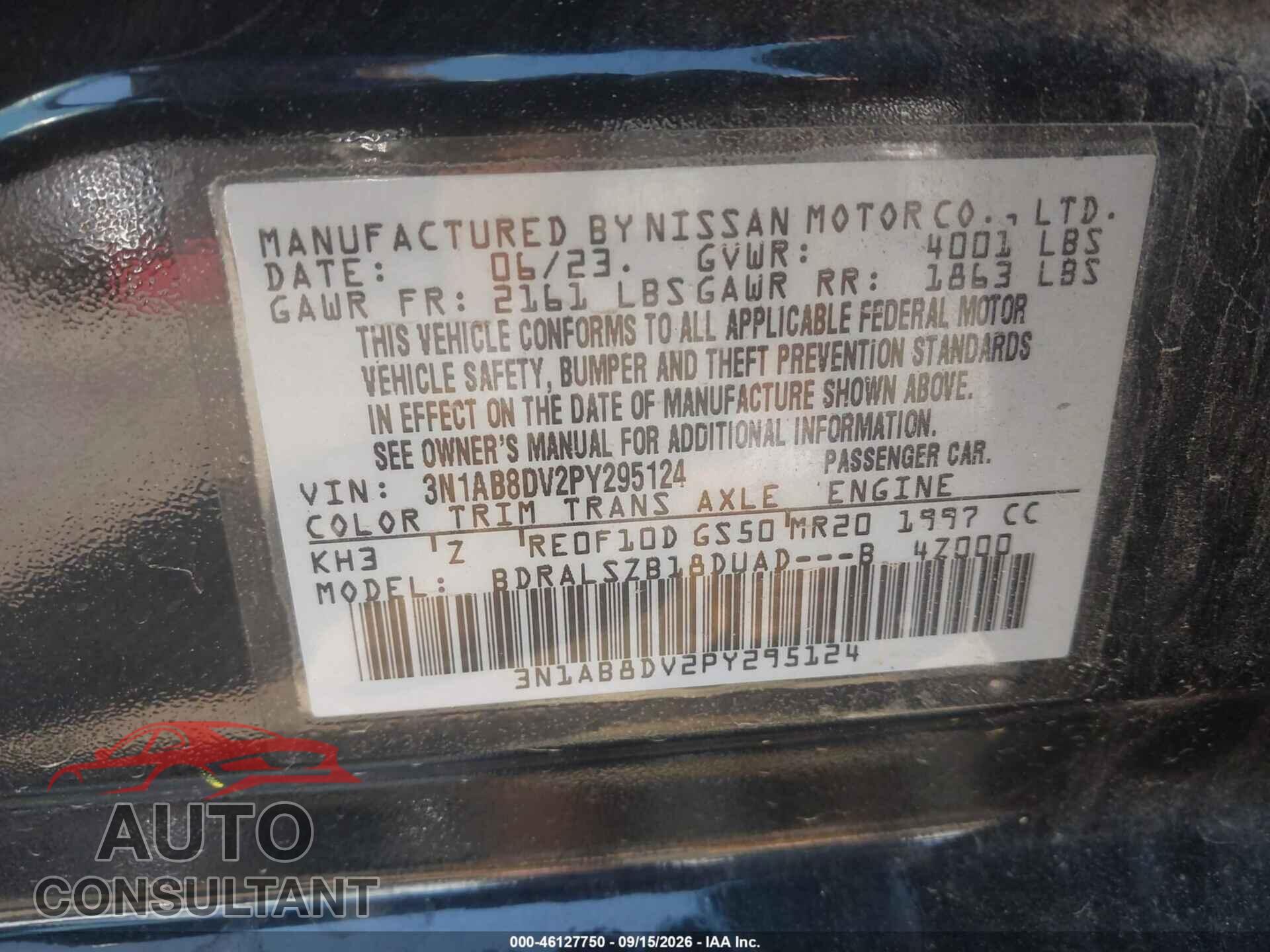 NISSAN SENTRA 2023 - 3N1AB8DV2PY295124