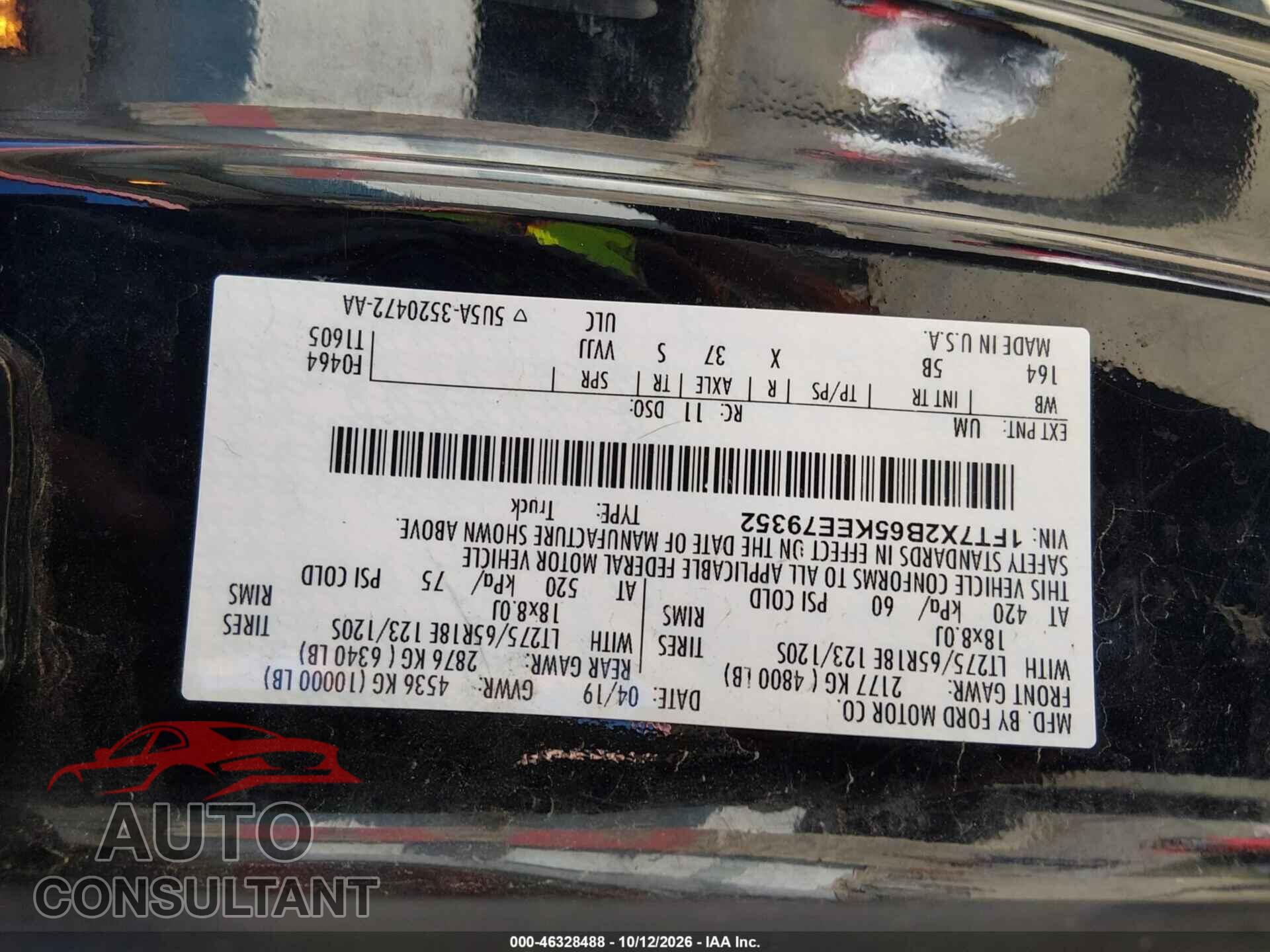 FORD F-250 2019 - 1FT7X2B65KEE79352