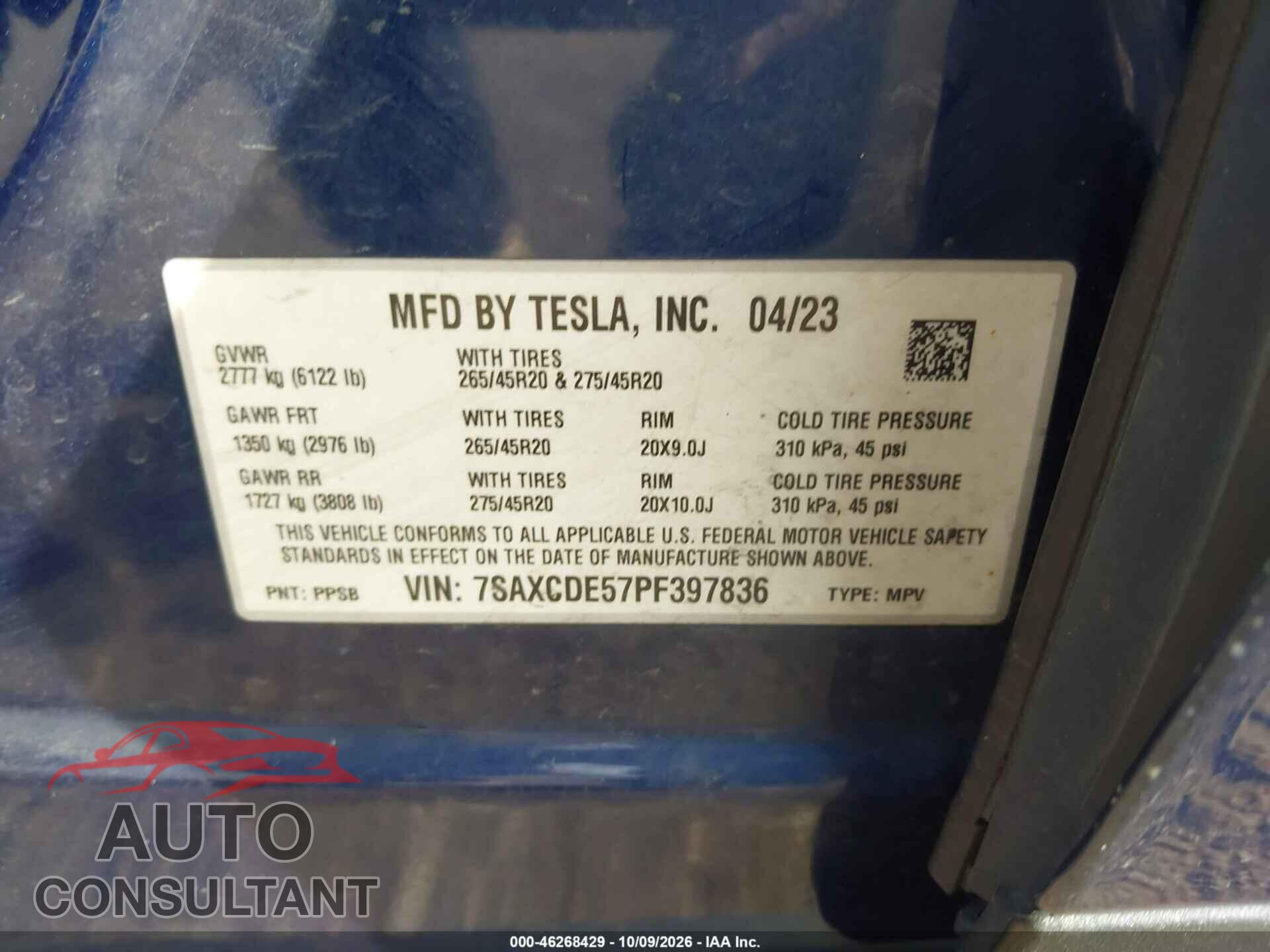 TESLA MODEL X 2023 - 7SAXCDE57PF397836