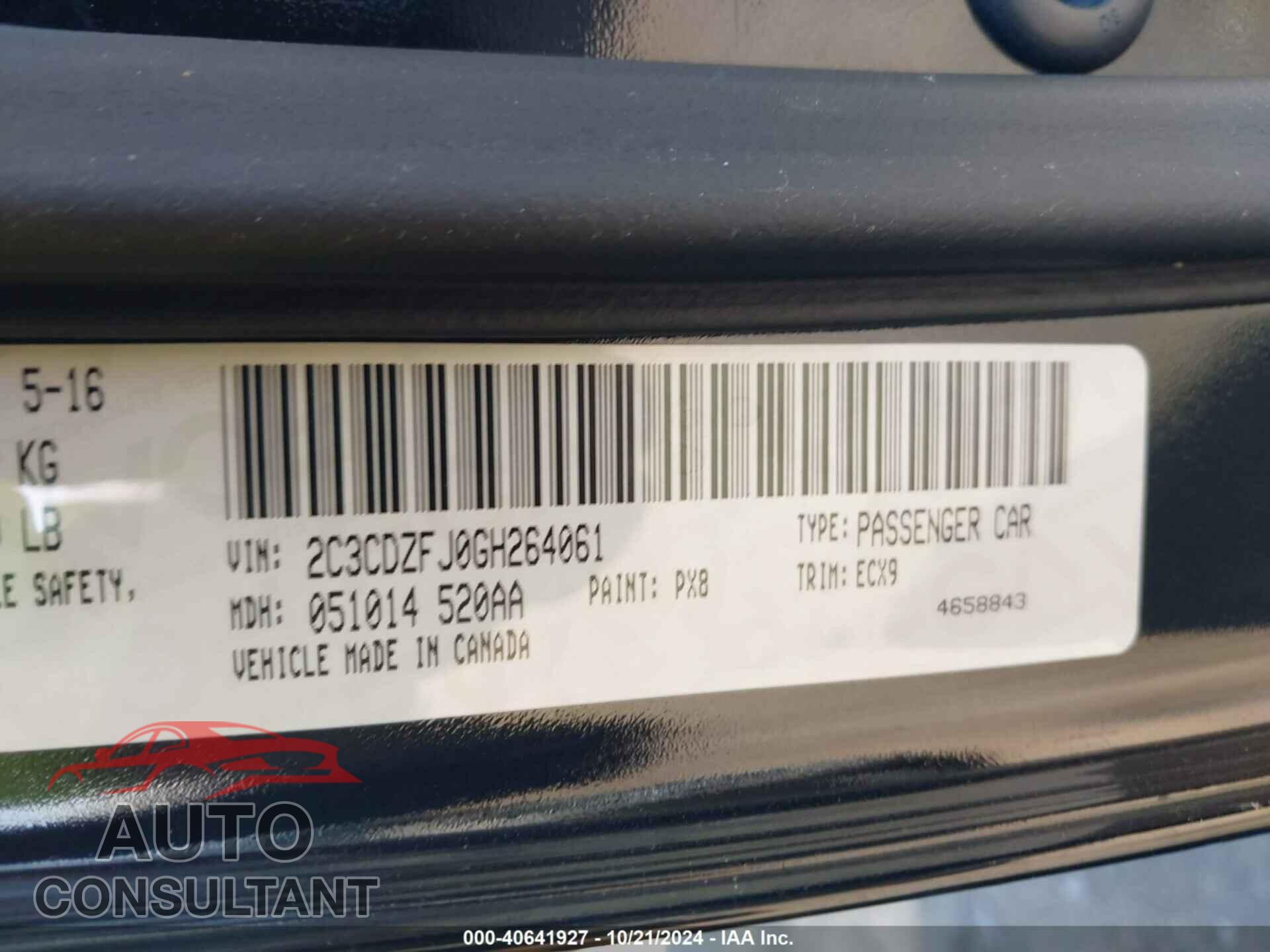 DODGE CHALLENGER 2016 - 2C3CDZFJ0GH264061