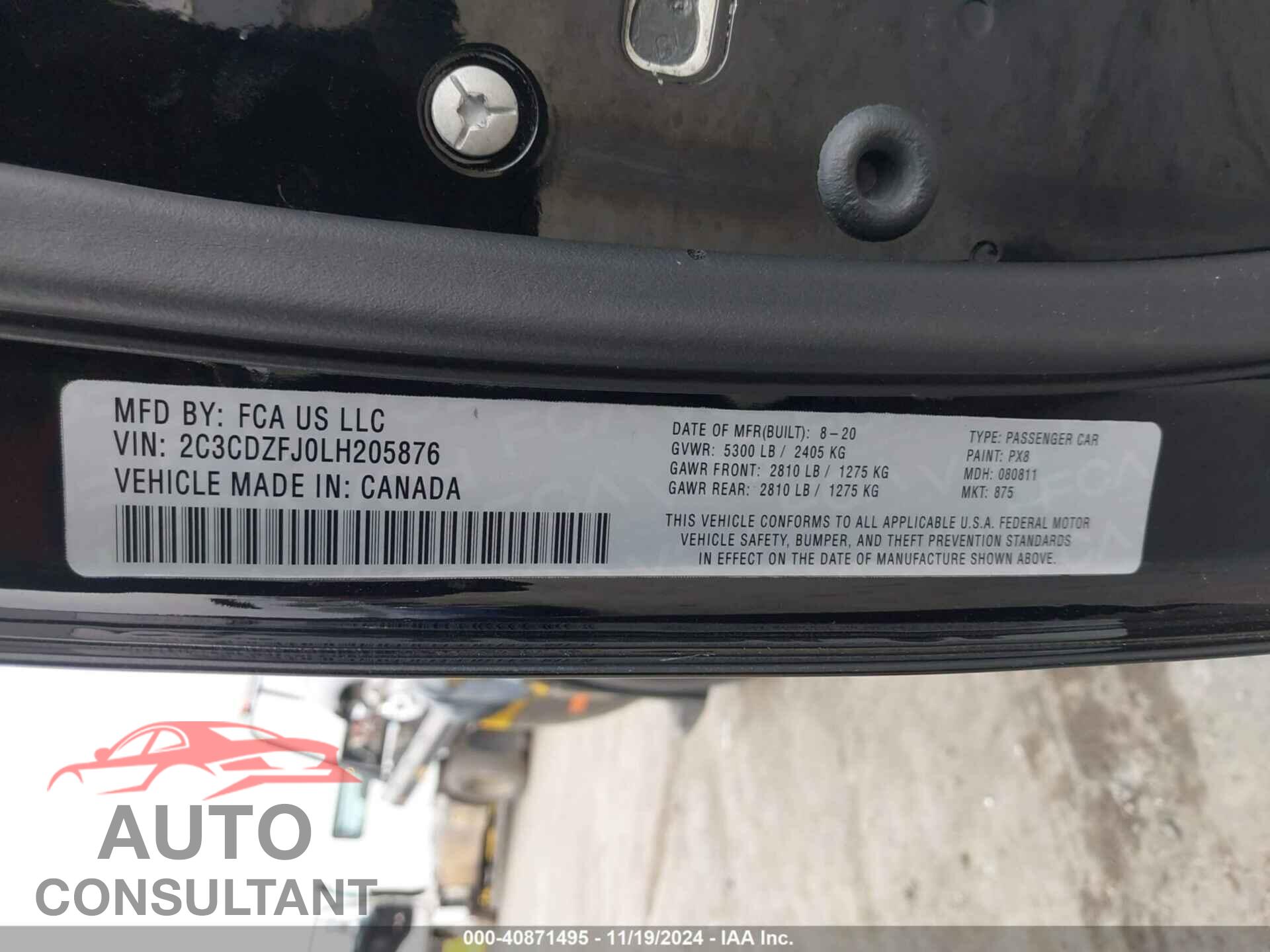 DODGE CHALLENGER 2020 - 2C3CDZFJ0LH205876