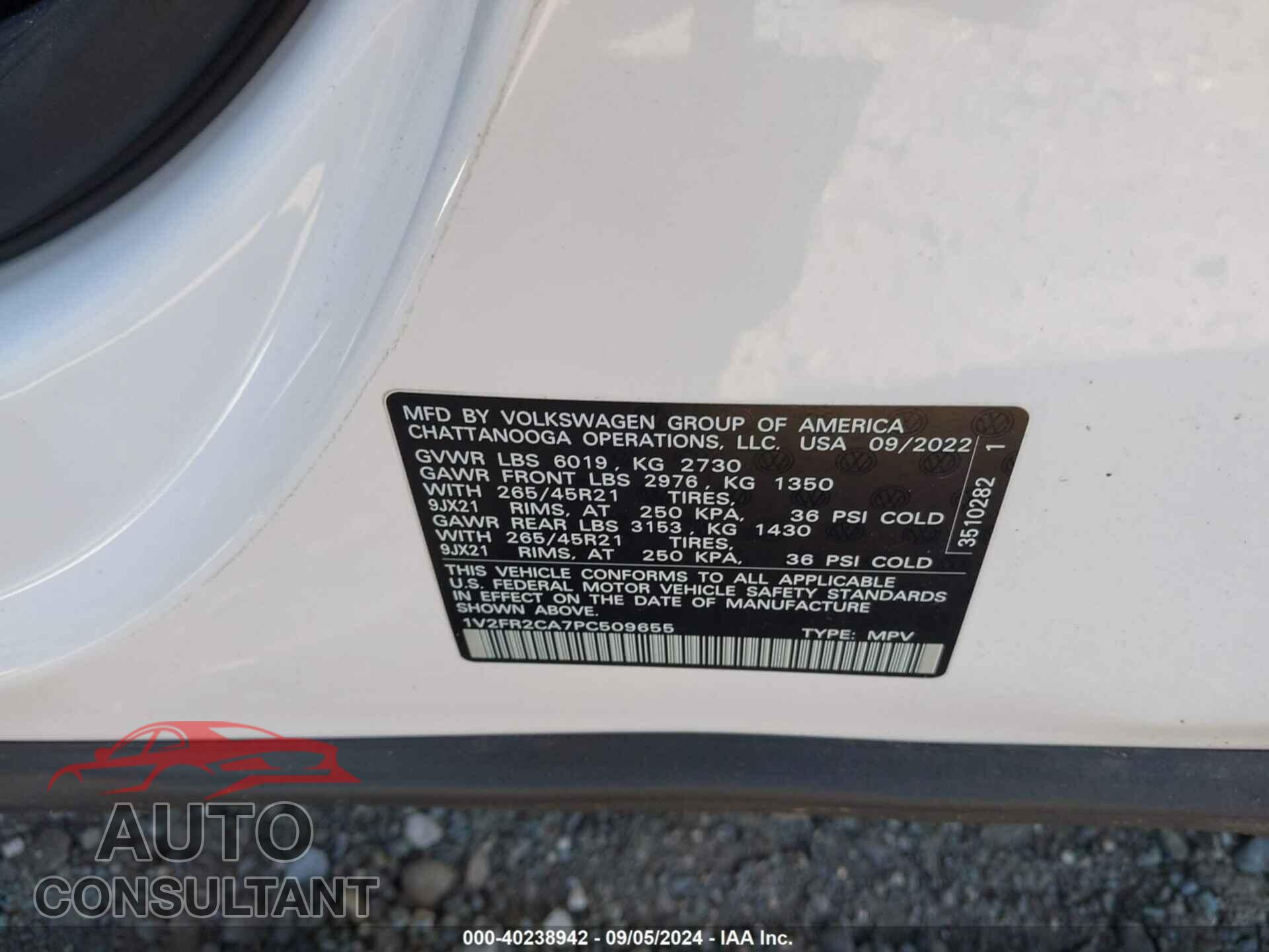 VOLKSWAGEN ATLAS 2023 - 1V2FR2CA7PC509655