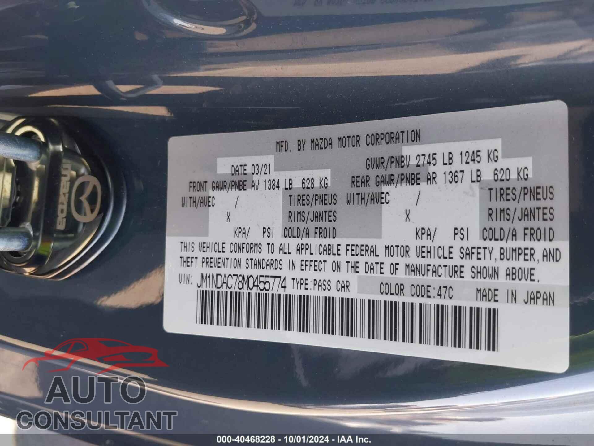 MAZDA MX-5 MIATA 2021 - JM1NDAC78M0455774