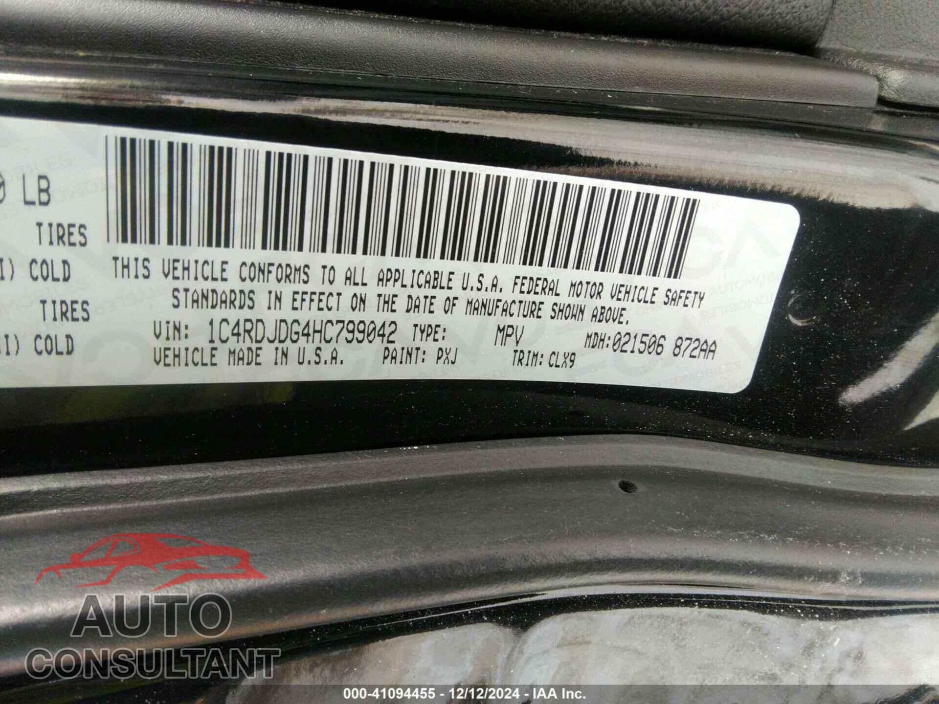 DODGE DURANGO 2017 - 1C4RDJDG4HC799042