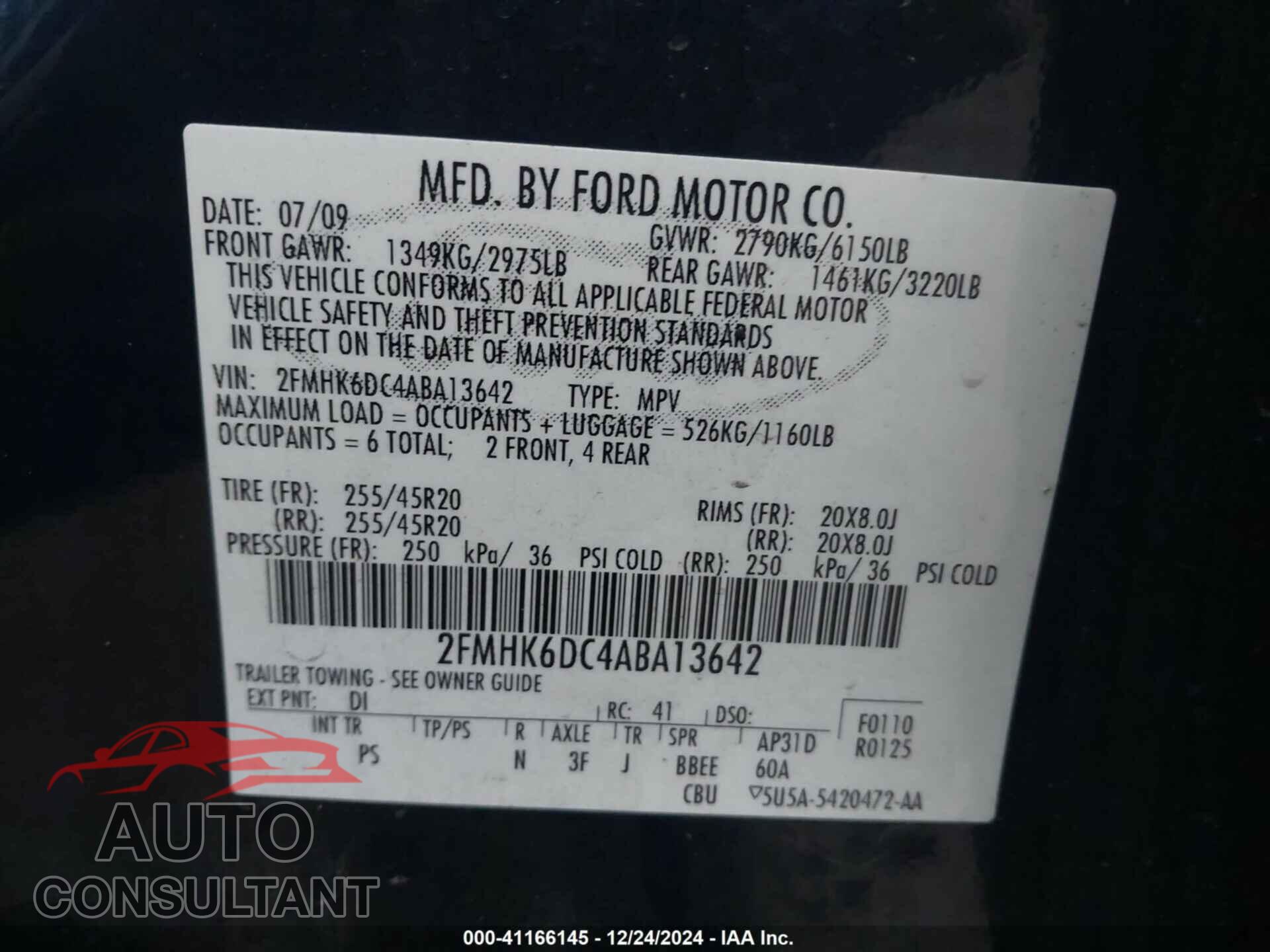 FORD FLEX 2010 - 2FMHK6DC4ABA13642