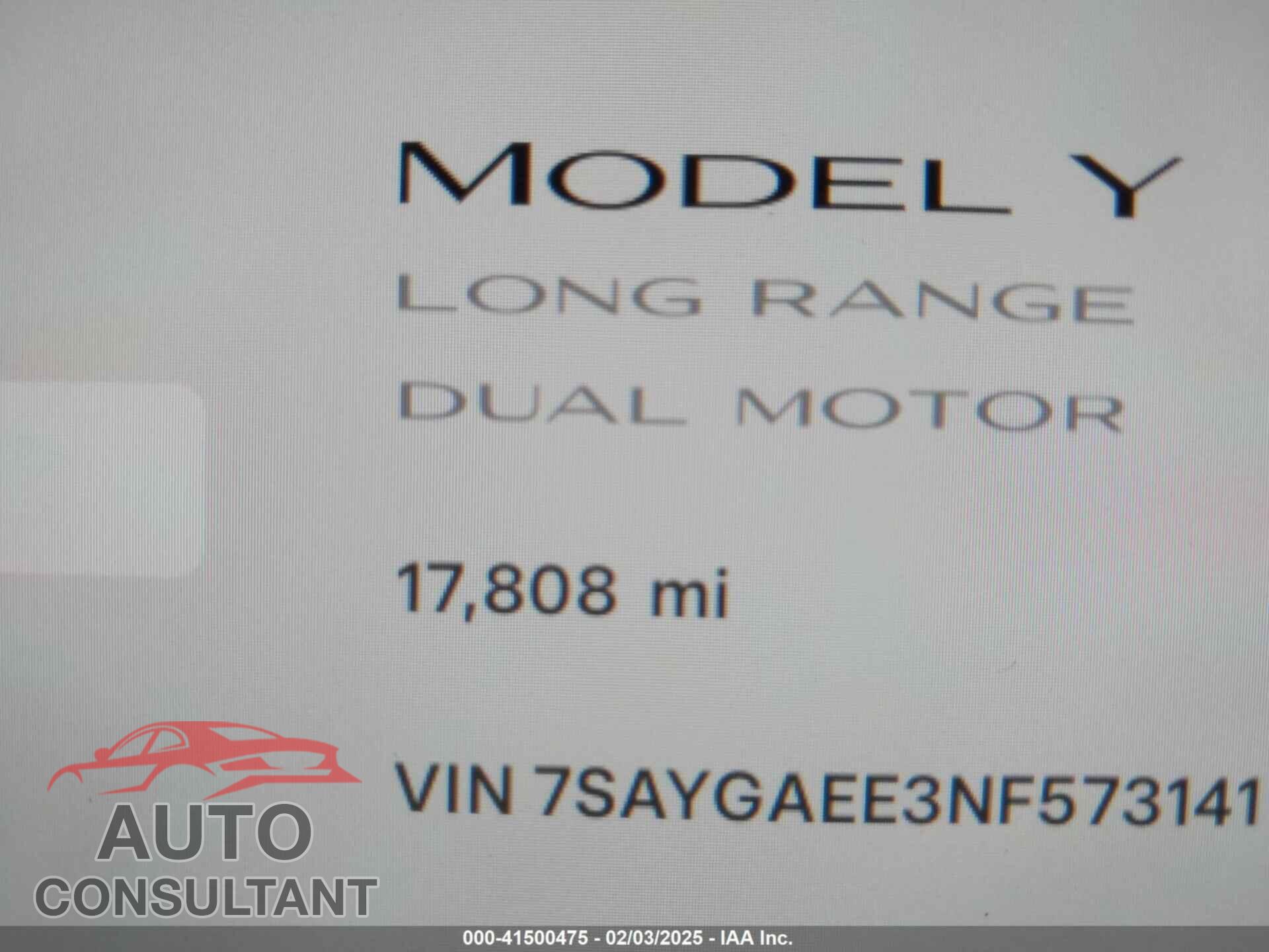 TESLA MODEL Y 2022 - 7SAYGAEE3NF573141