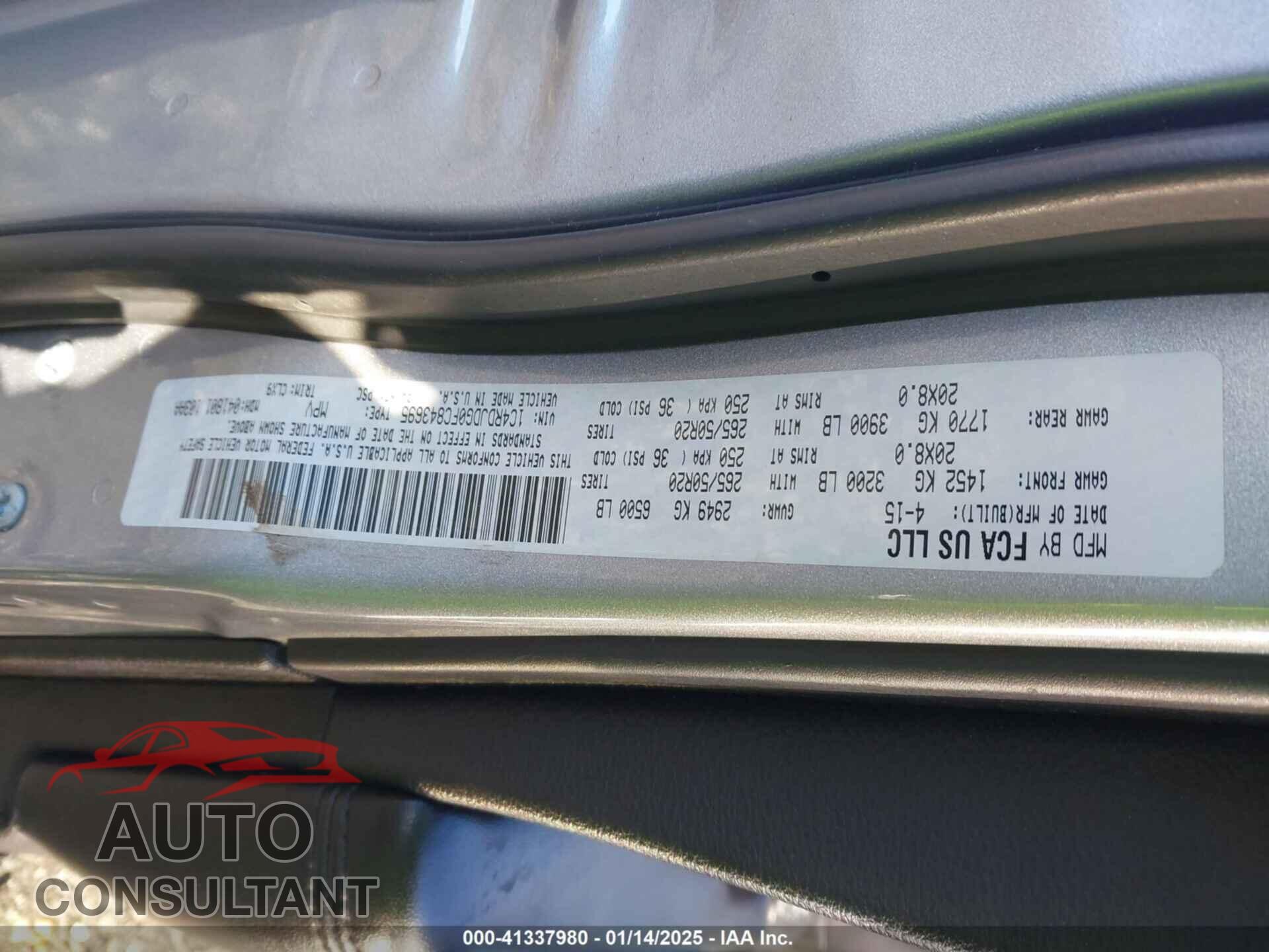 DODGE DURANGO 2015 - 1C4RDJDG0FC843695