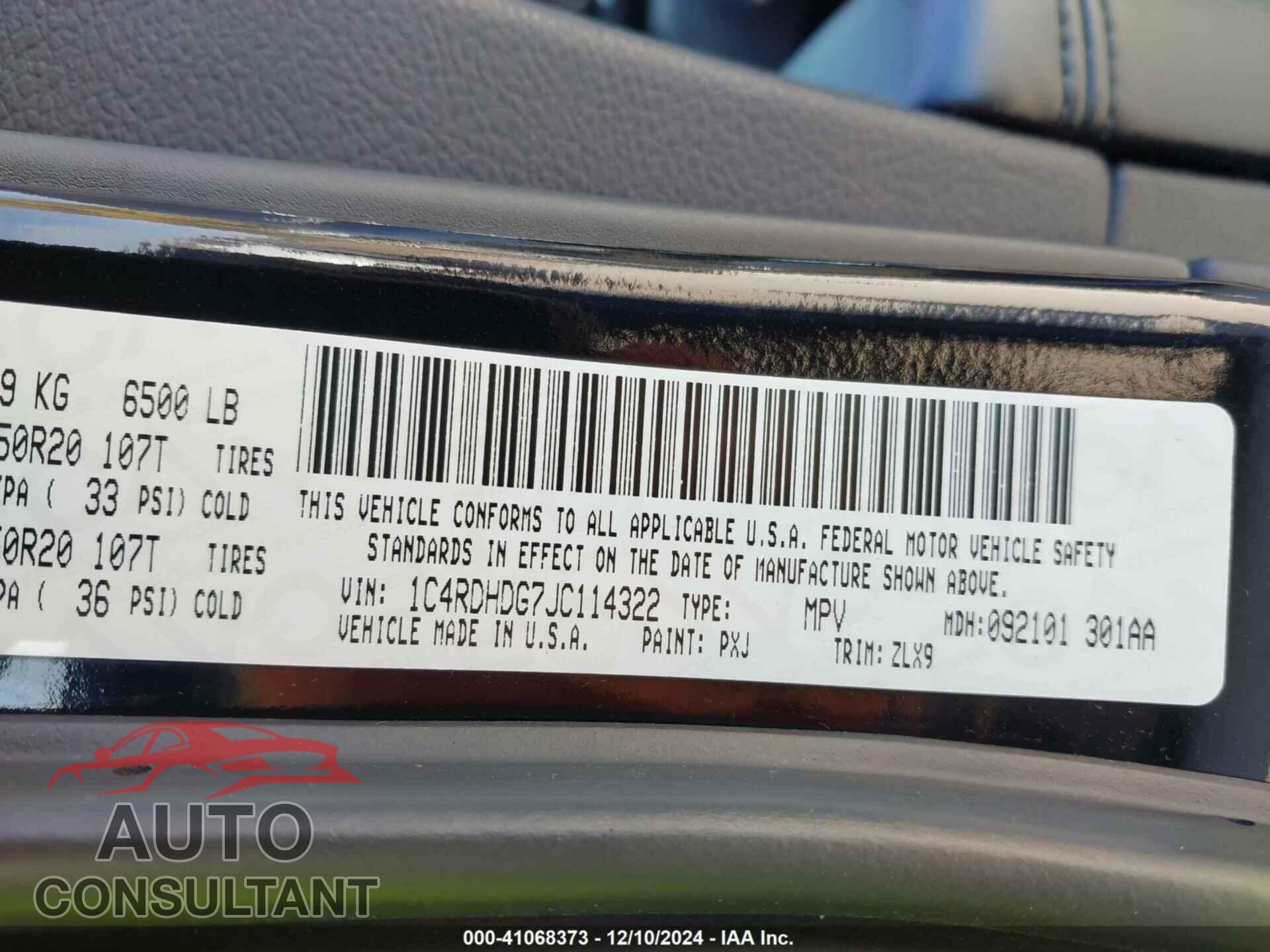 DODGE DURANGO 2018 - 1C4RDHDG7JC114322