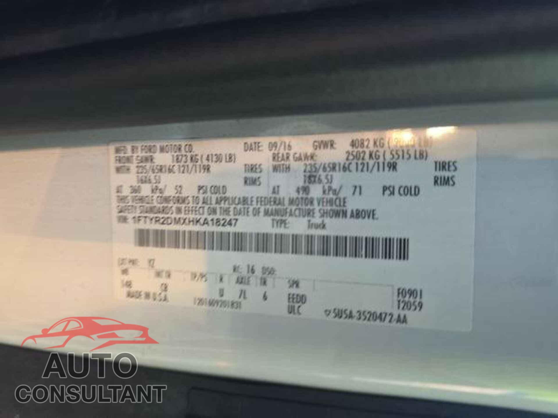 FORD TRANSIT 2017 - 1FTYR2DMXHKA18247