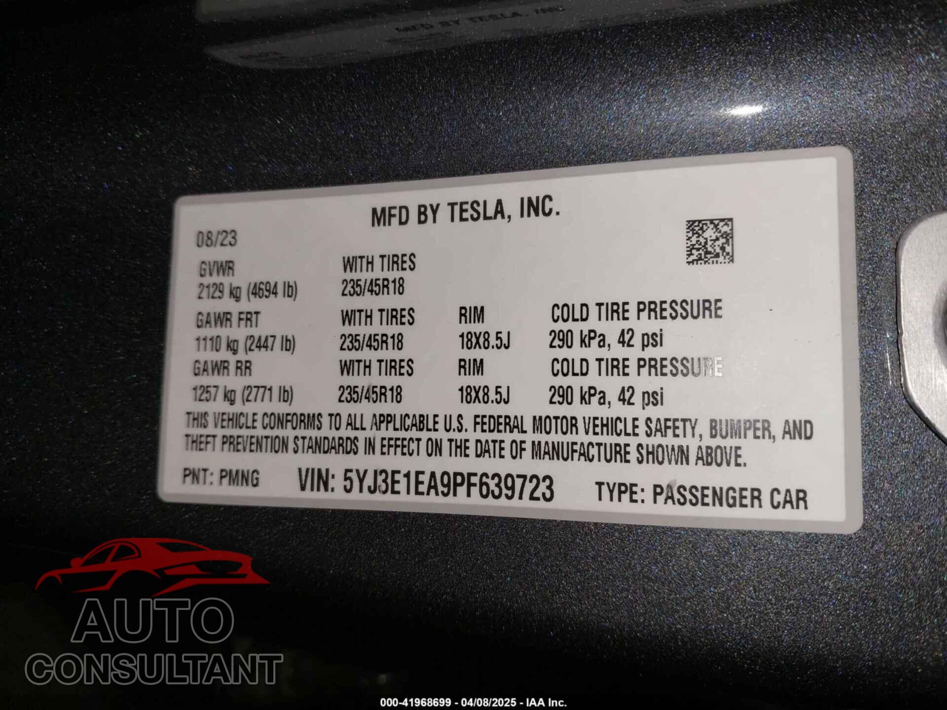 TESLA MODEL 3 2023 - 5YJ3E1EA9PF639723
