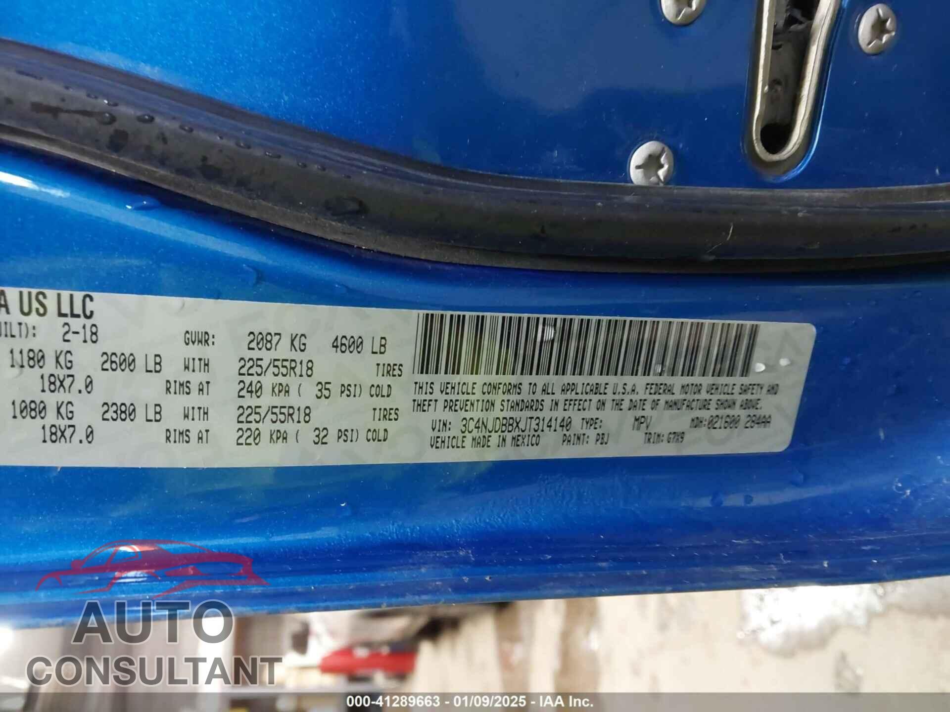 JEEP COMPASS 2018 - 3C4NJDBBXJT314140