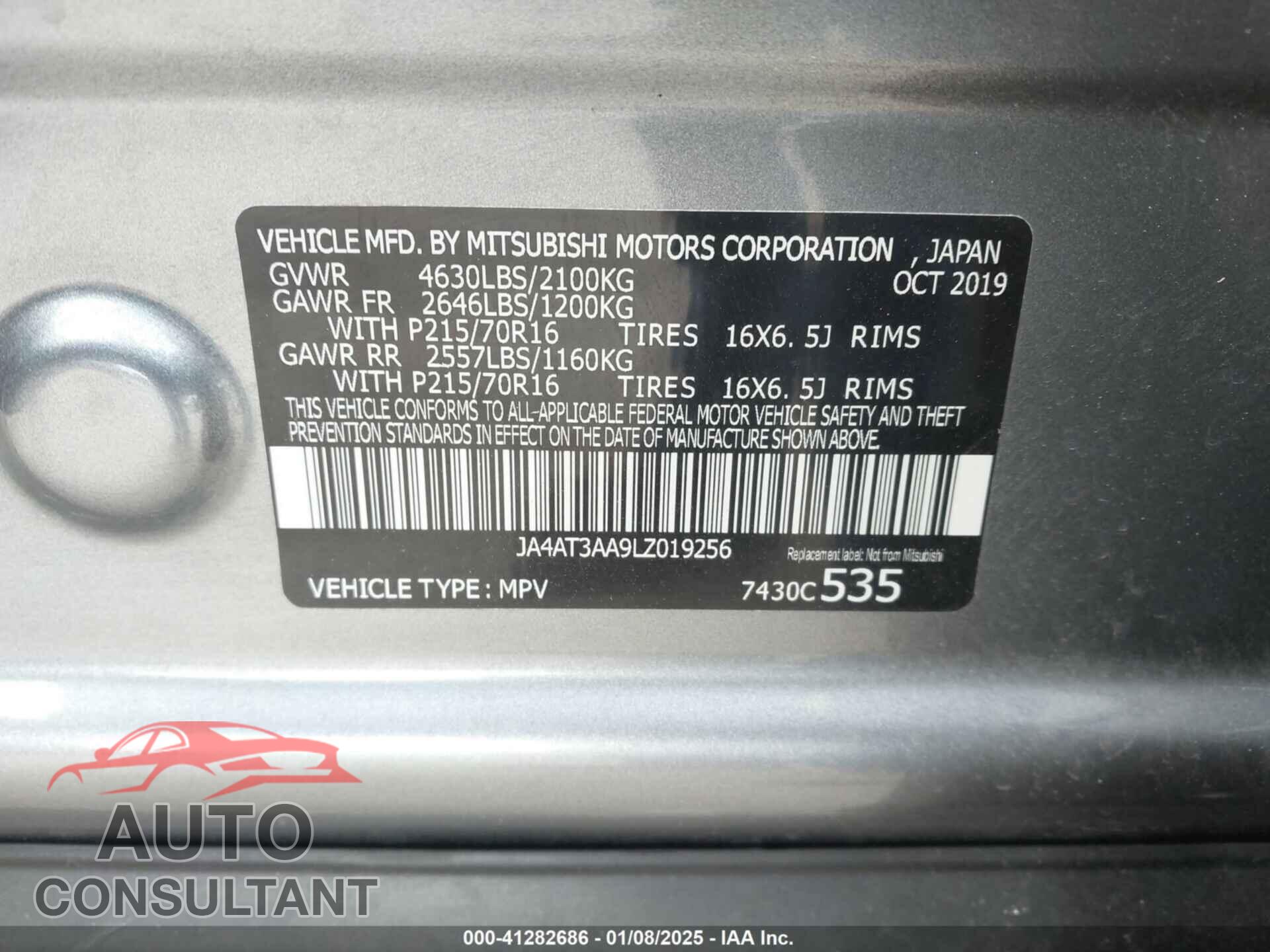 MITSUBISHI ECLIPSE CROSS 2020 - JA4AT3AA9LZ019256