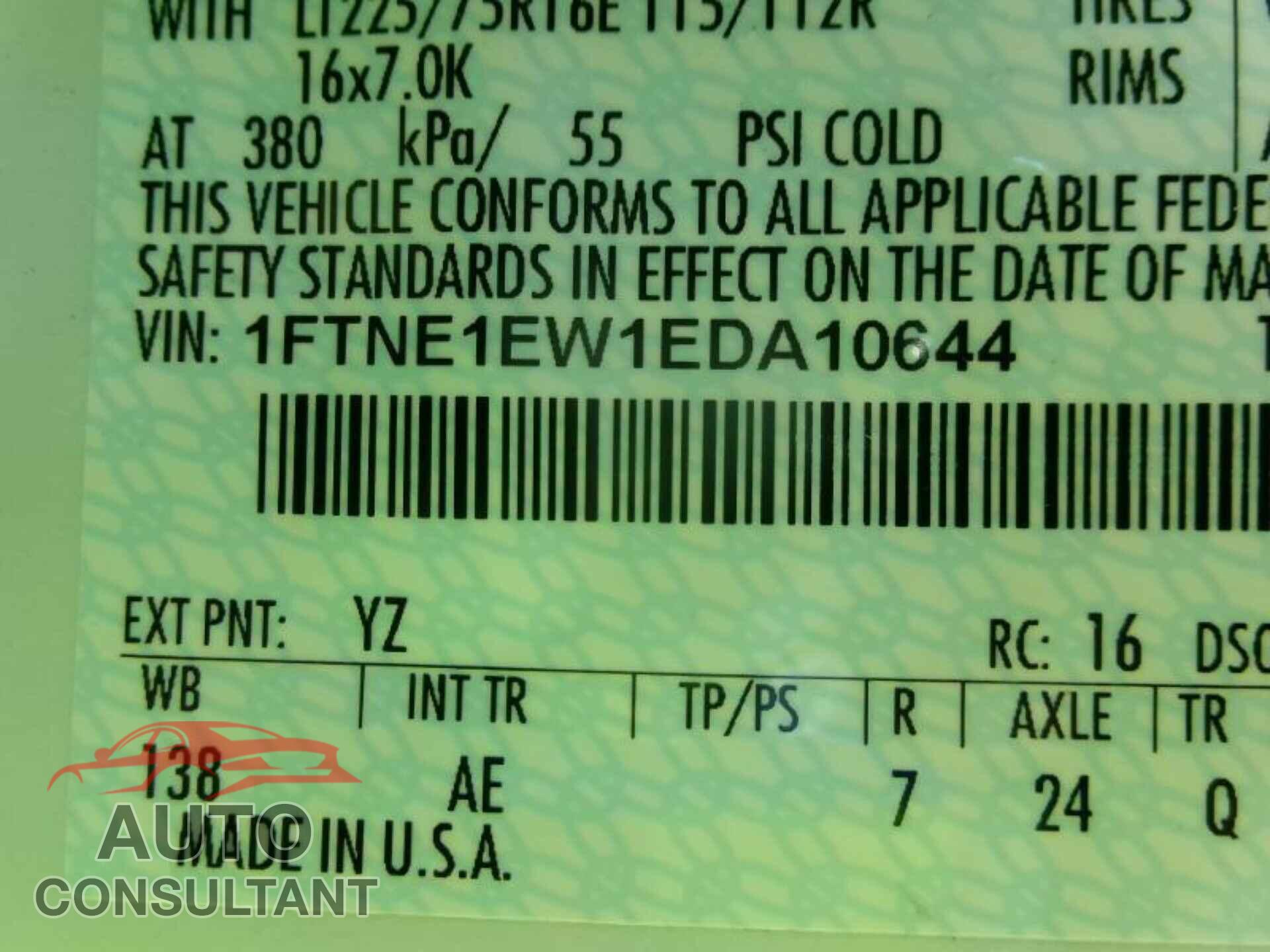 FORD ECONOLINE 2014 - 1FTNE1EW1EDA10644