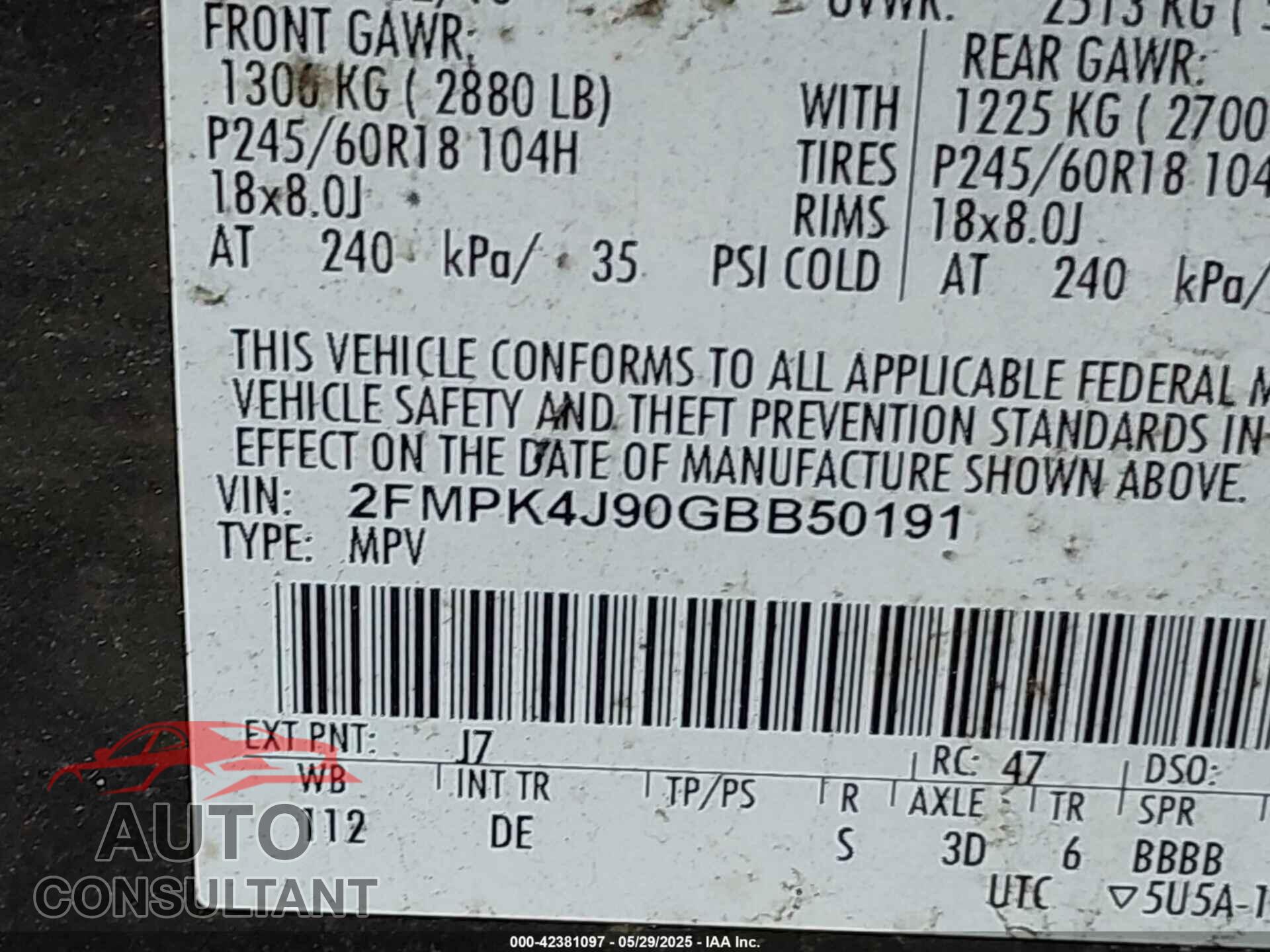 FORD EDGE 2016 - 2FMPK4J90GBB50191