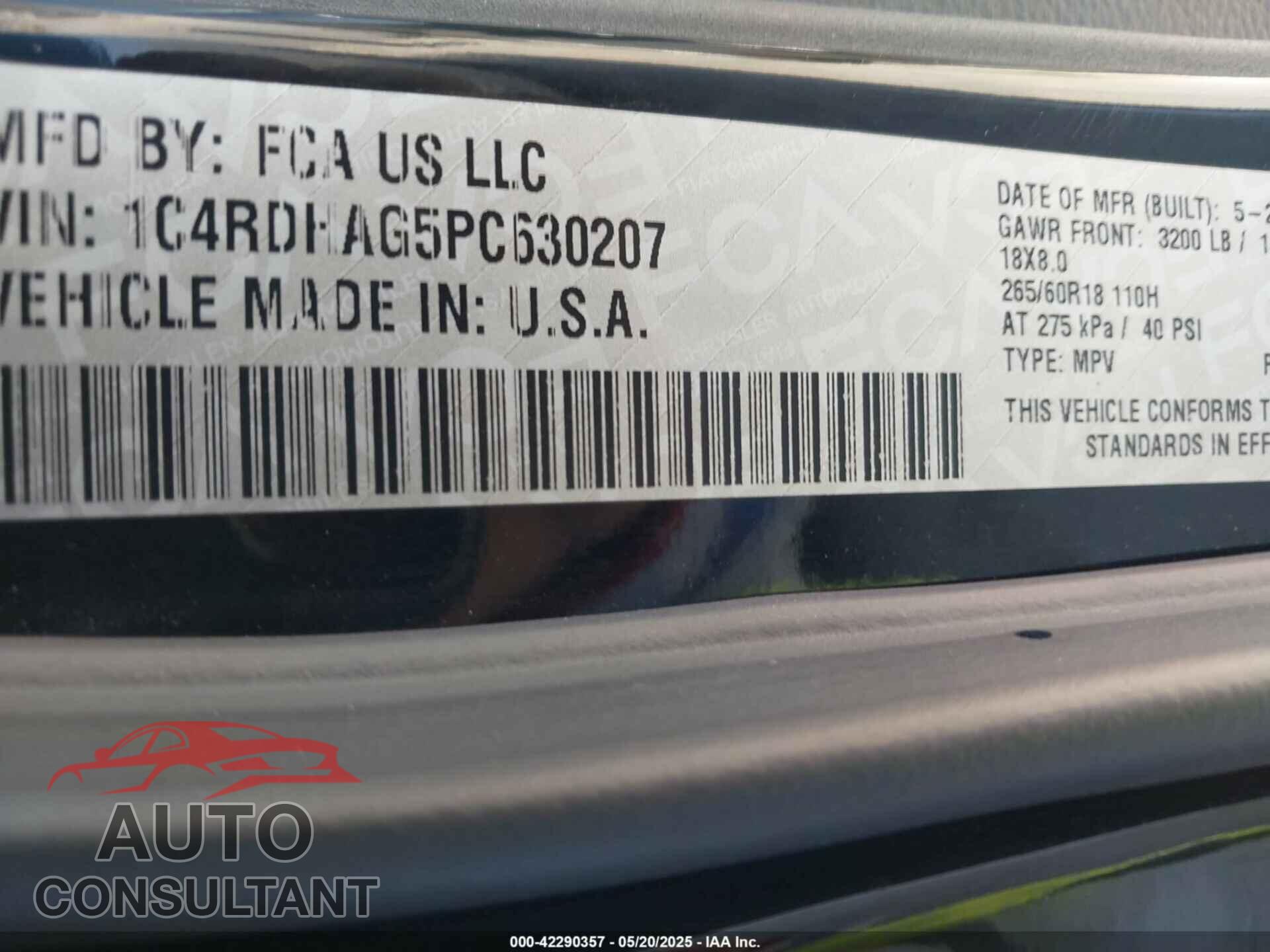 DODGE DURANGO 2023 - 1C4RDHAG5PC630207