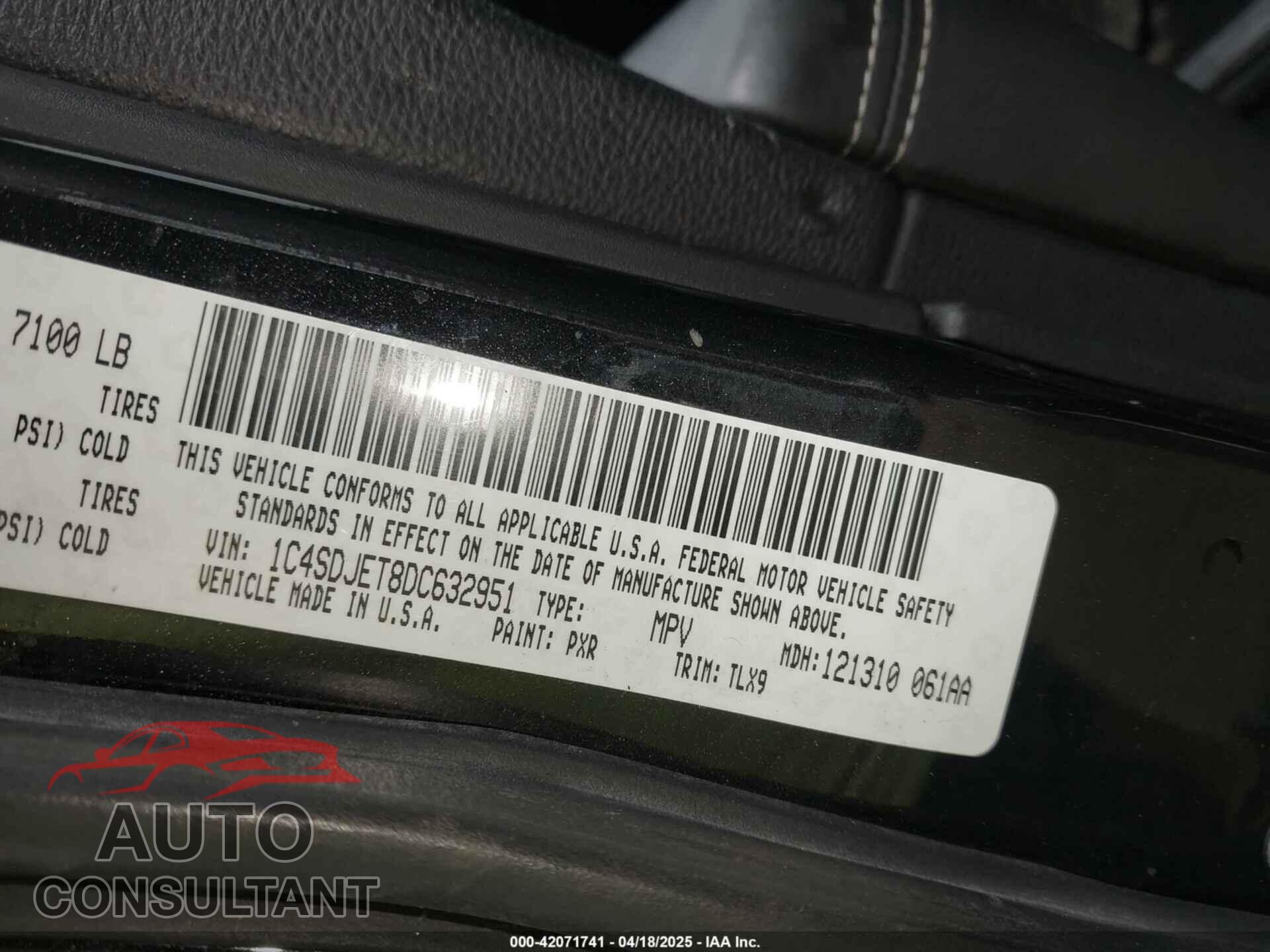 DODGE DURANGO 2013 - 1C4SDJET8DC632951