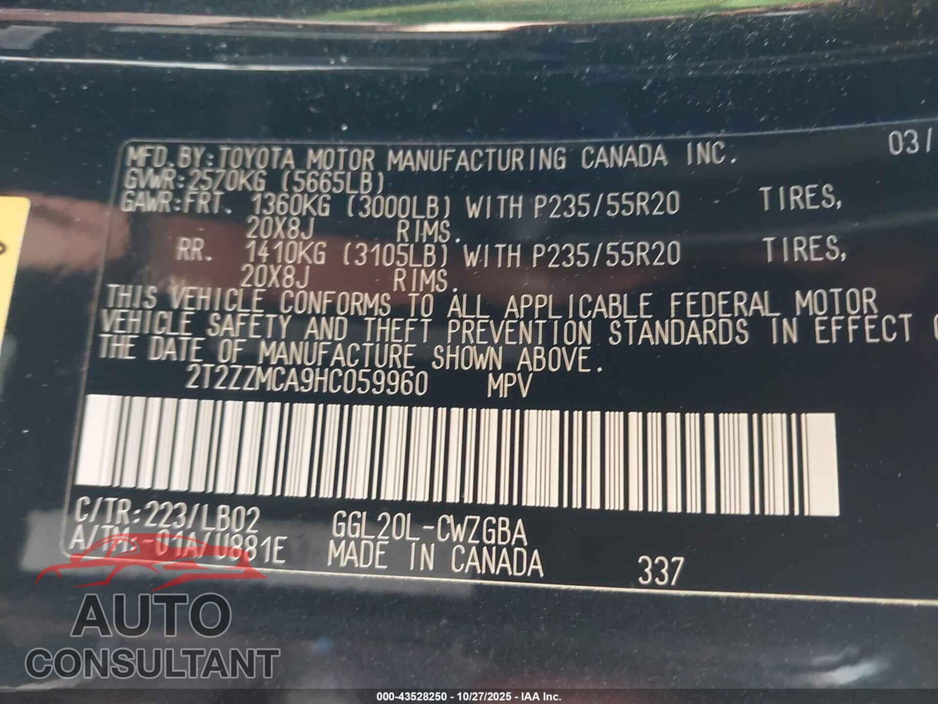 LEXUS RX 350 2017 - 2T2ZZMCA9HC059960