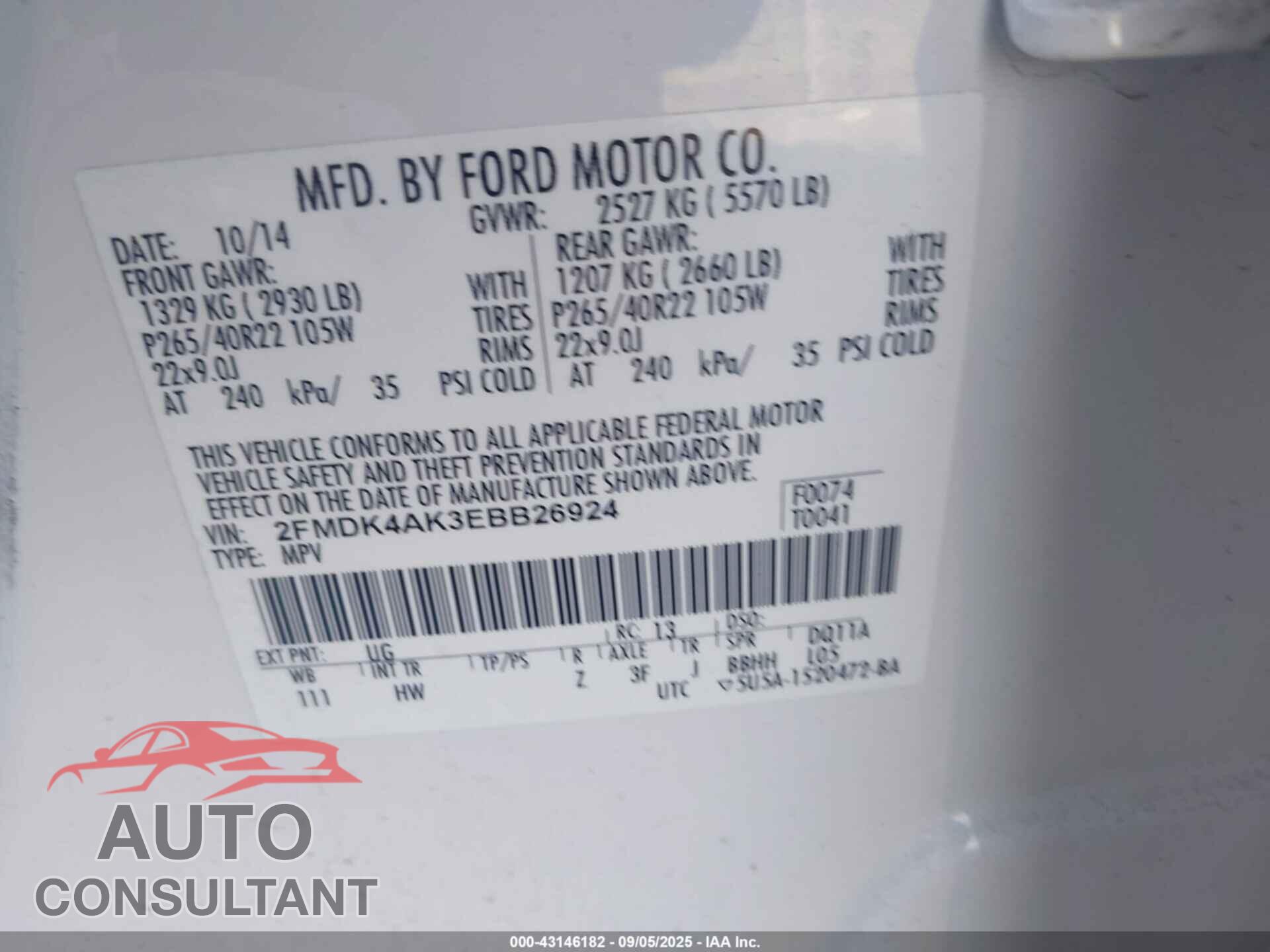 FORD EDGE 2014 - 2FMDK4AK3EBB26924
