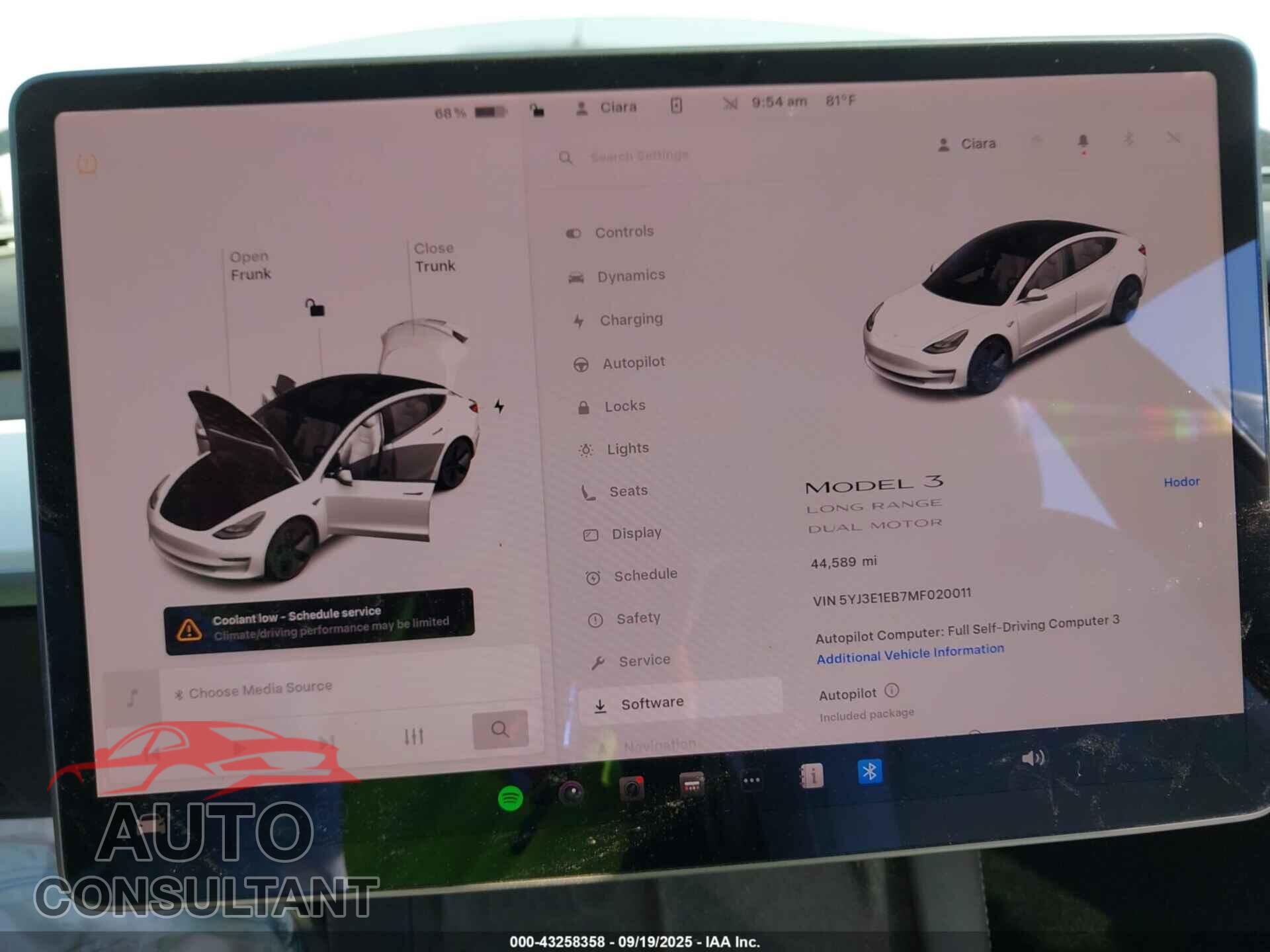 TESLA MODEL 3 2021 - 5YJ3E1EB7MF020011