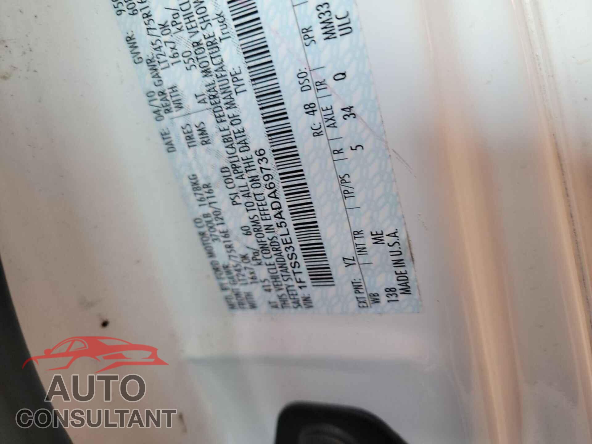 FORD ECONOLINE 2010 - 1FTSS3EL5ADA69736