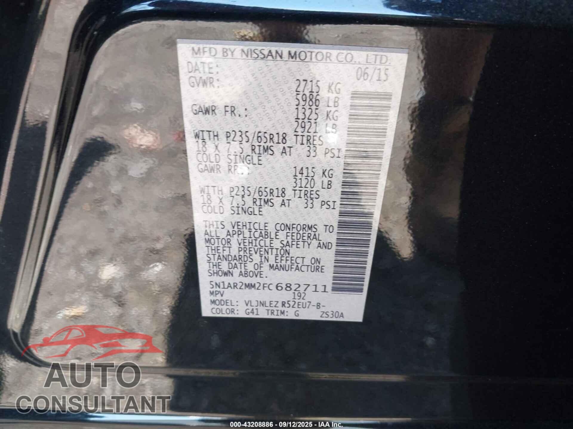 NISSAN PATHFINDER 2015 - 5N1AR2MM2FC682711