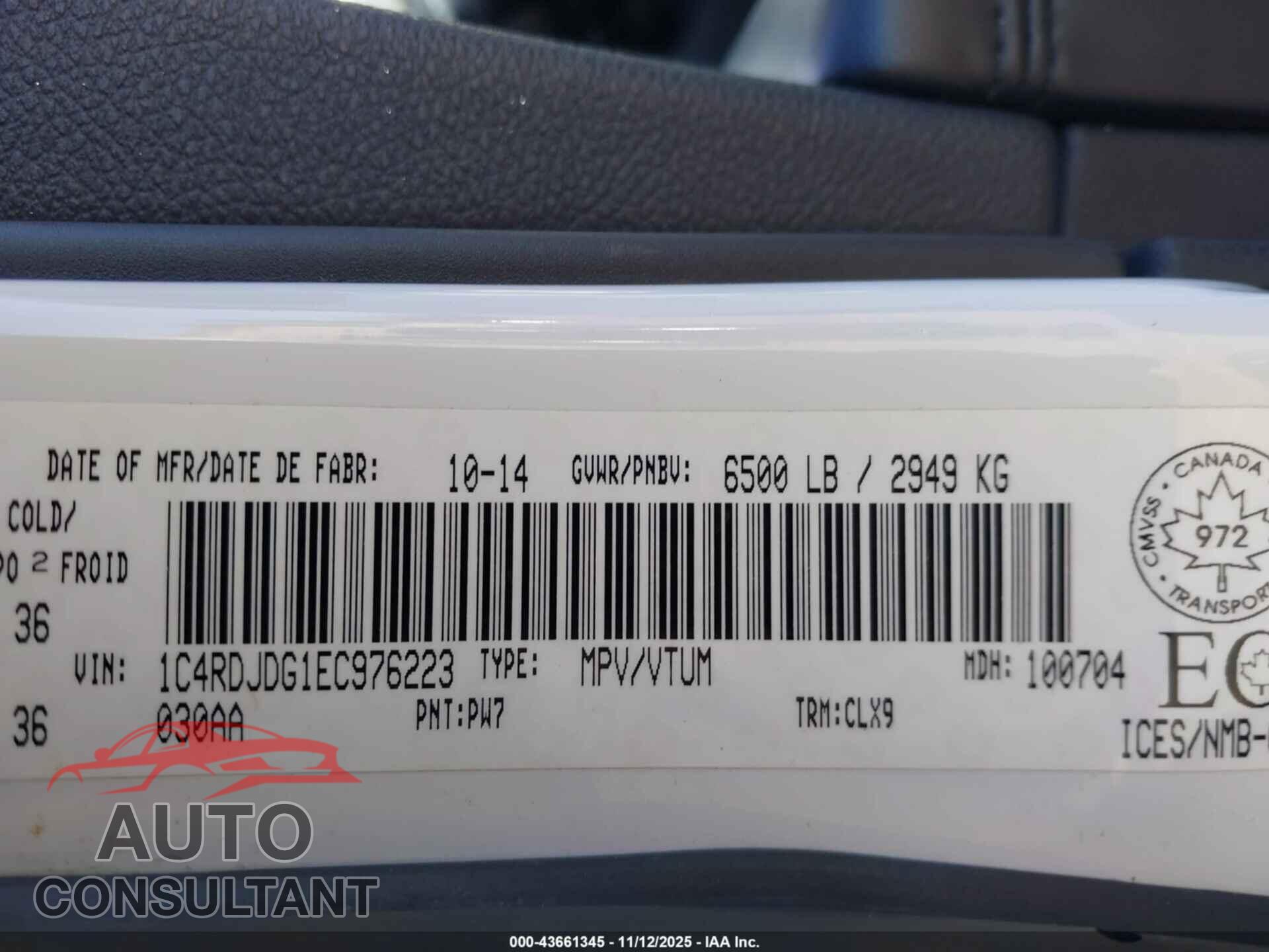 DODGE DURANGO 2014 - 1C4RDJDG1EC976223