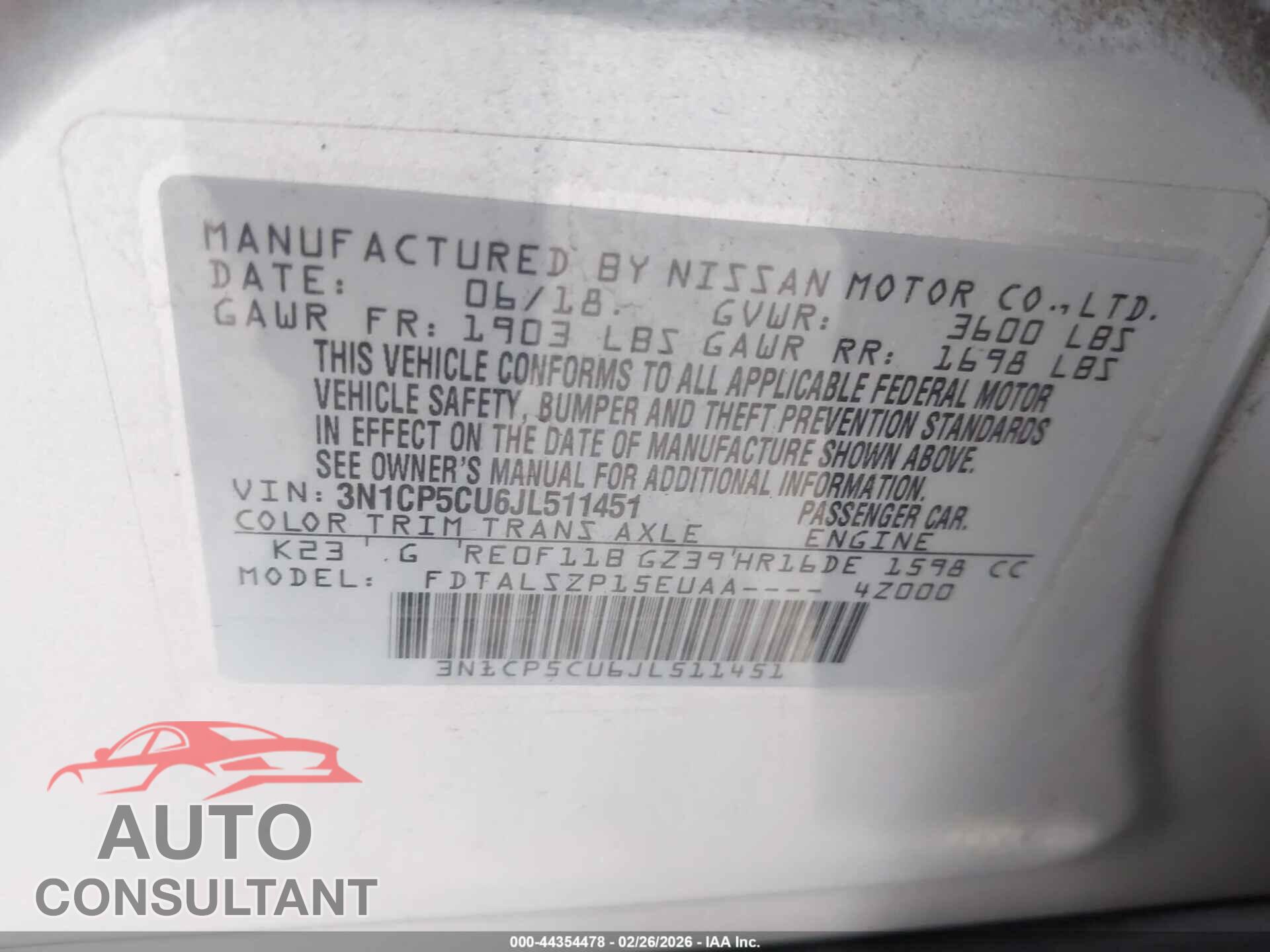 NISSAN KICKS 2018 - 3N1CP5CU6JL511451