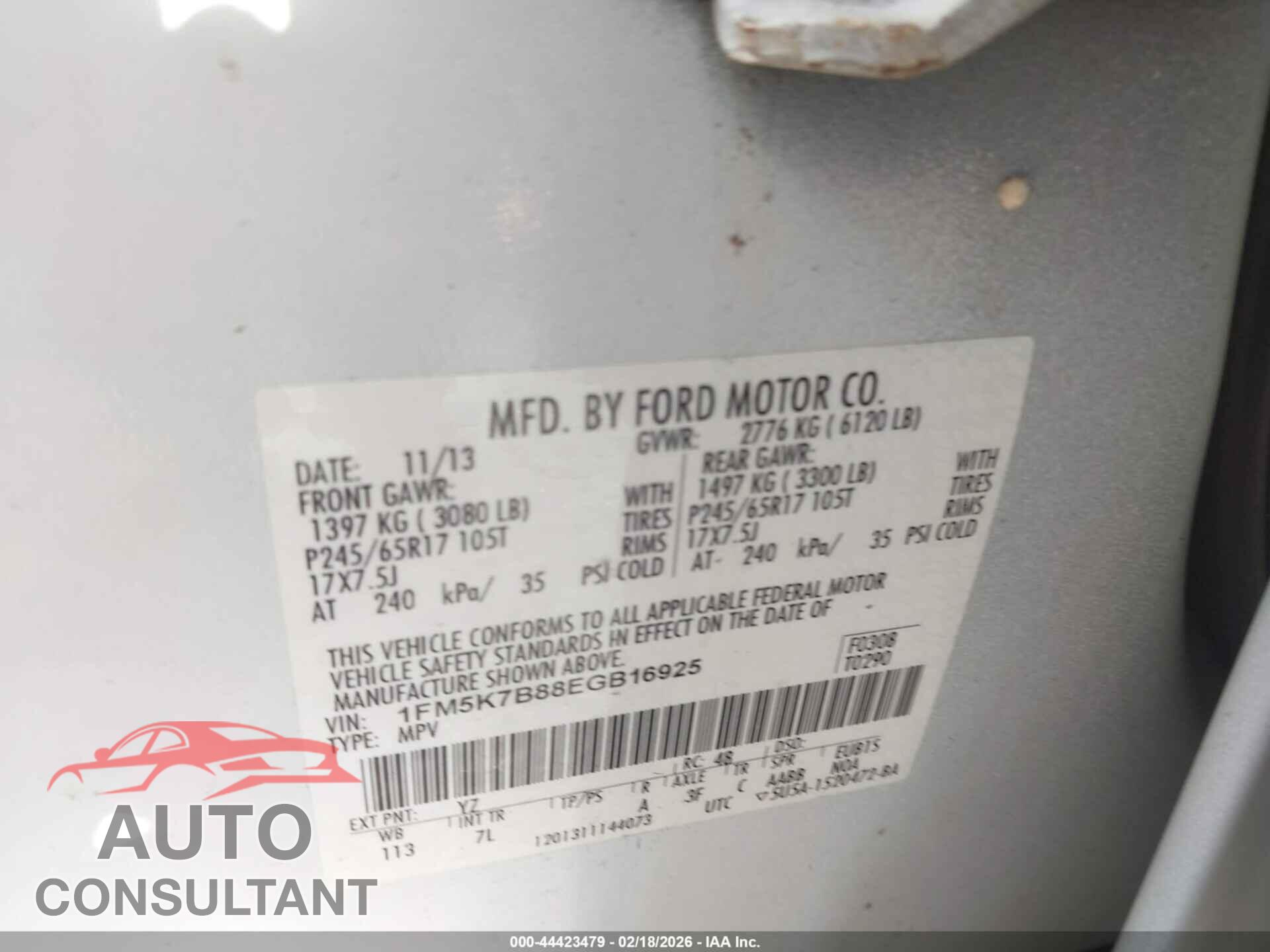 FORD EXPLORER 2014 - 1FM5K7B88EGB16925
