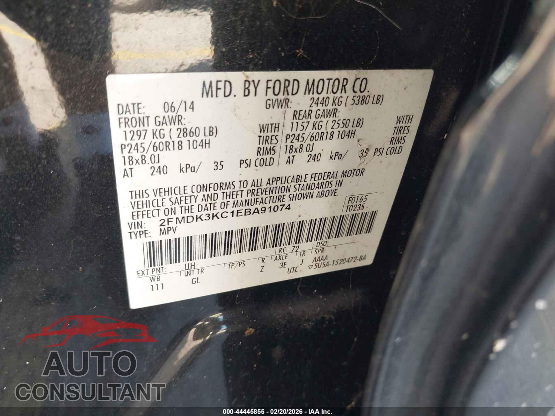 FORD EDGE 2014 - 2FMDK3KC1EBA91074
